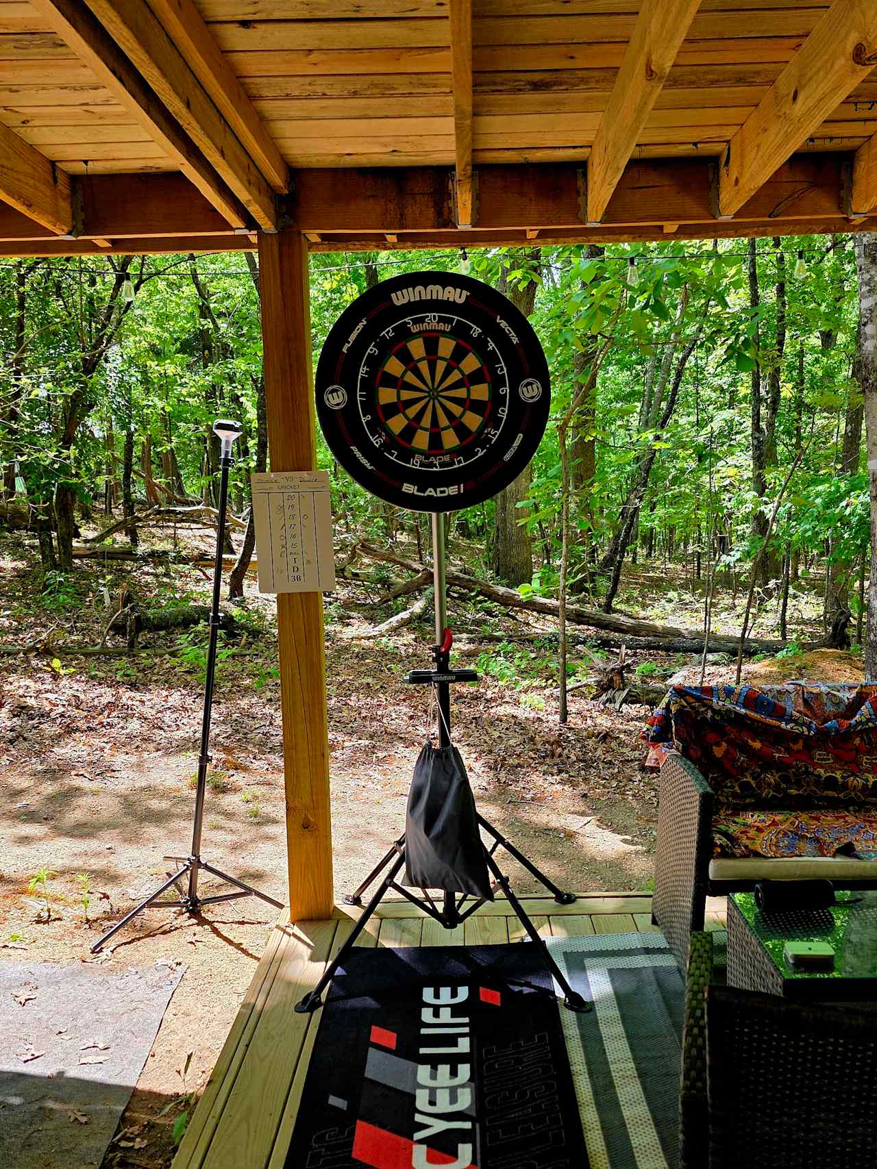 Dart board was ours but the site was perfect for it