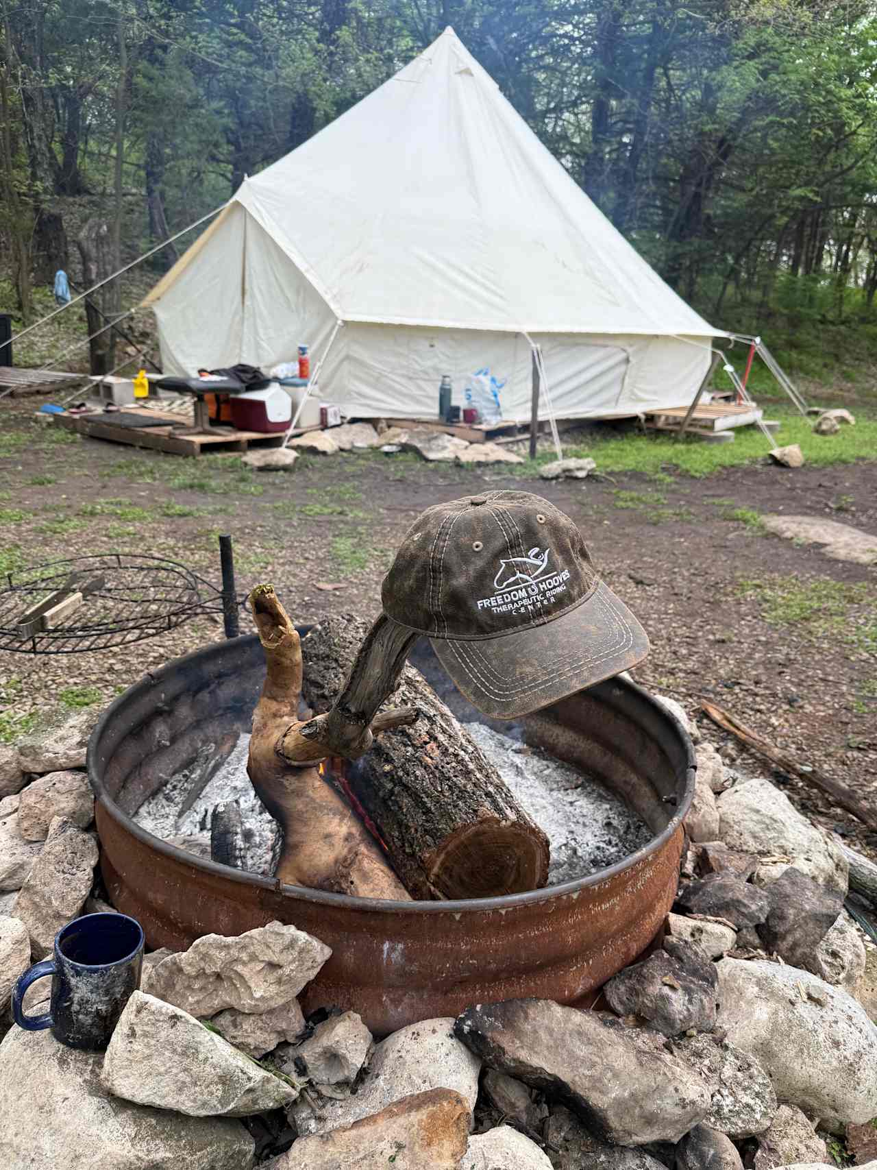 The Yurt is very roomy and would be good for a small scout group. Small heater is the storage box just outside the Yurt for the colder night (50 degrees it stayed comfortable). Texting is hit and miss but who cares!! The site is low and not affected by wind.
