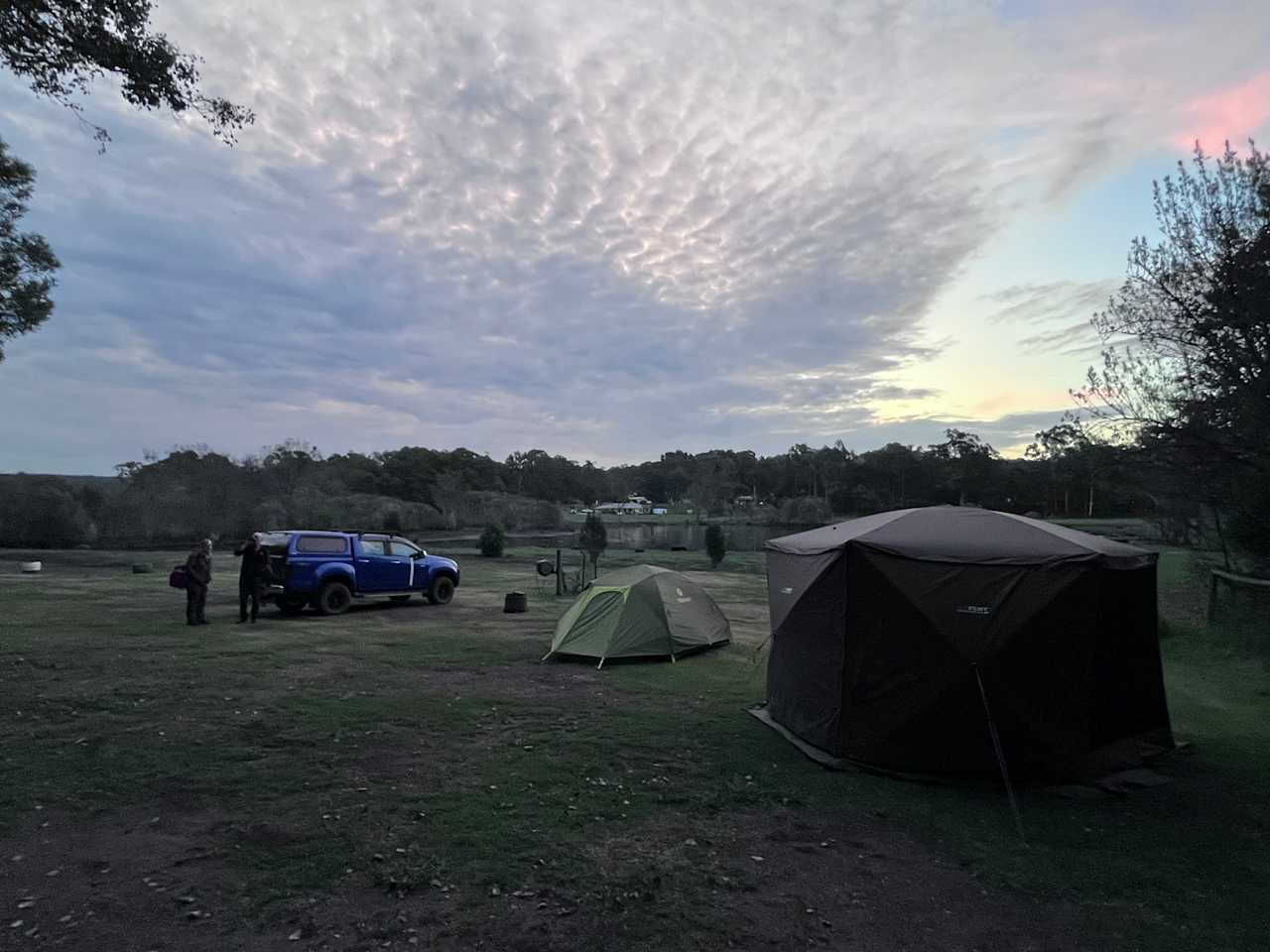 Sunset over the camping area and wetlands
