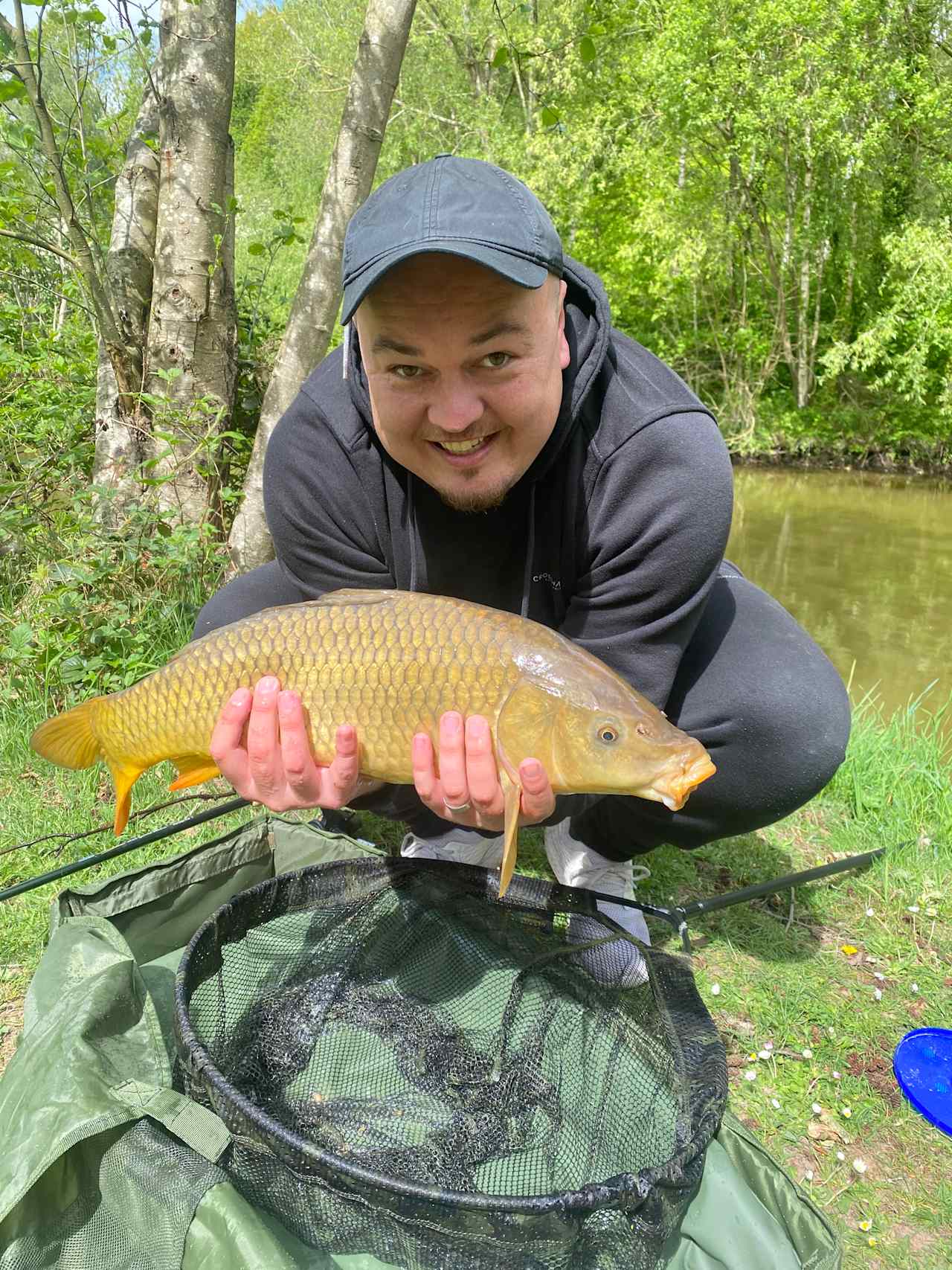 Pristine common carp caught on sweetcorn.