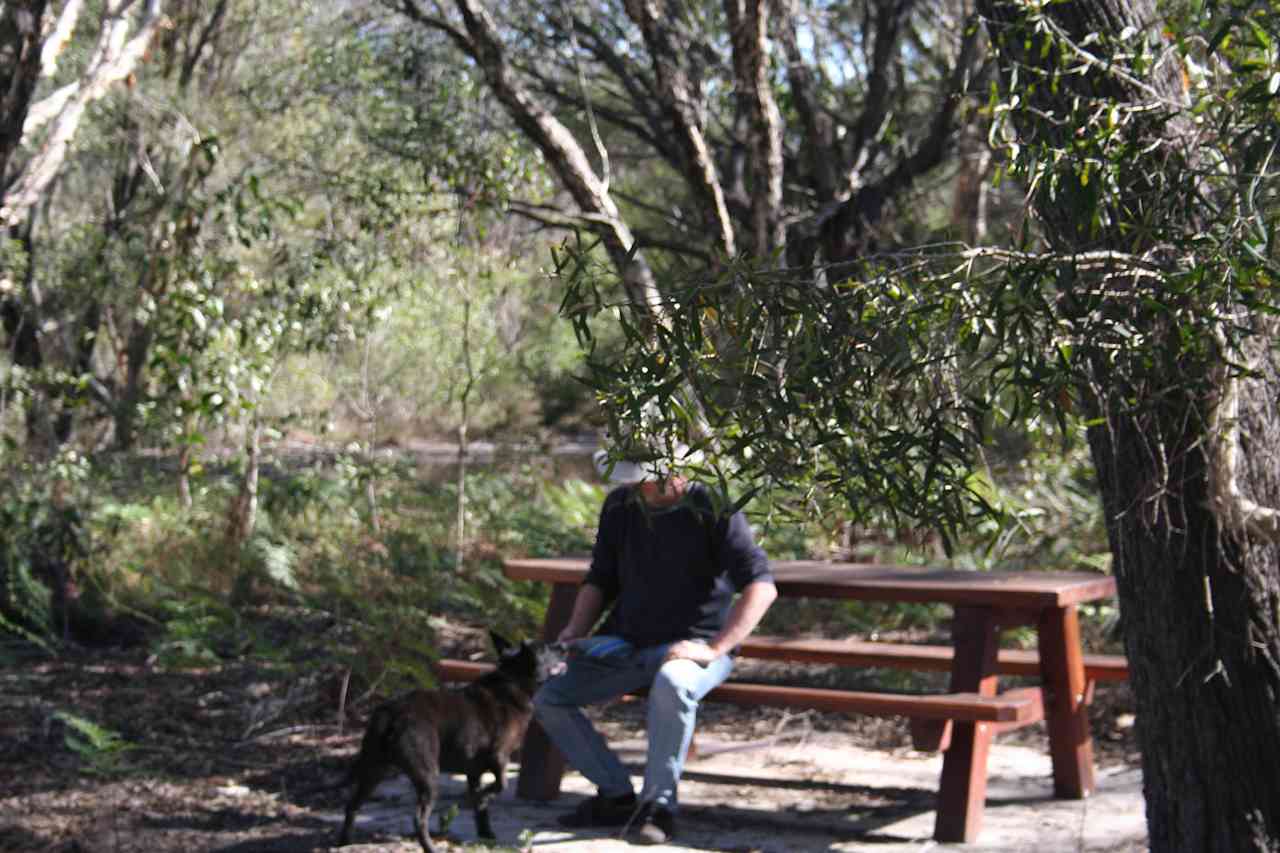 Picnic tables. Dog friendly