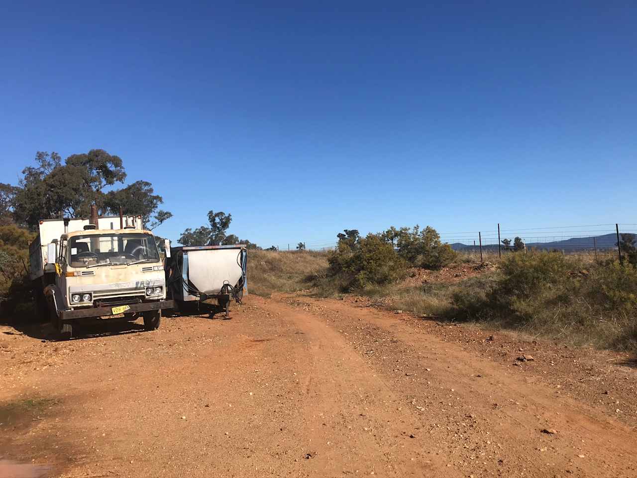 Entrance to camp area to right