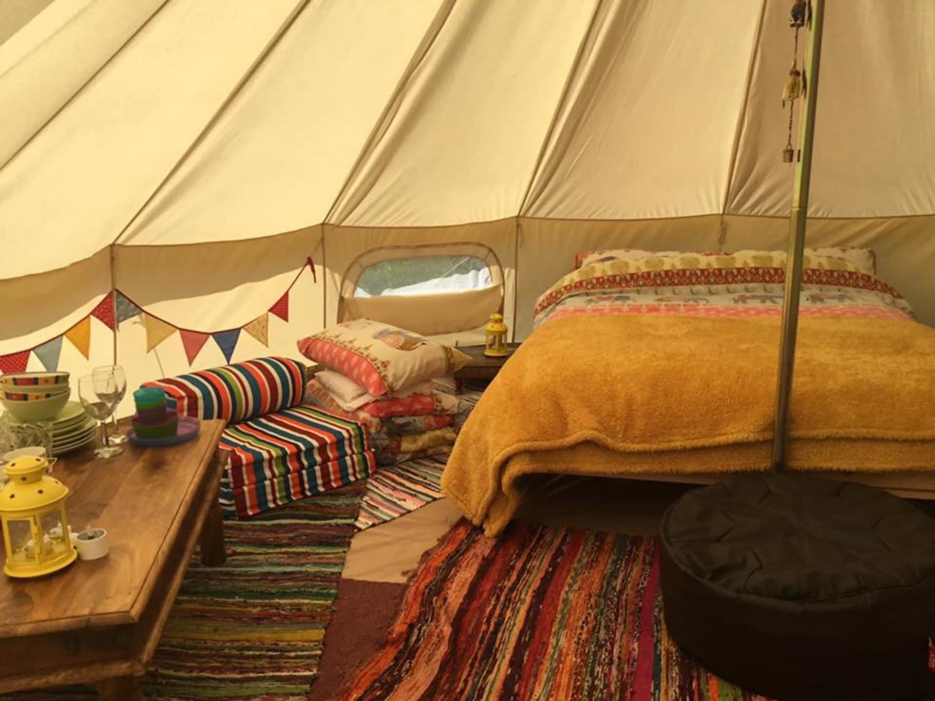 Bell tent camping on the Hampshire-Dorset border – with breakfast provided and goats in the garden.