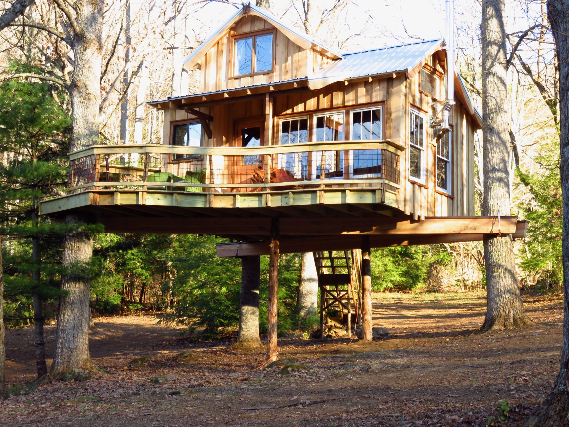 Celesterra is a 230 sq. ft. treehouse that is used solely for spiritual retreats
