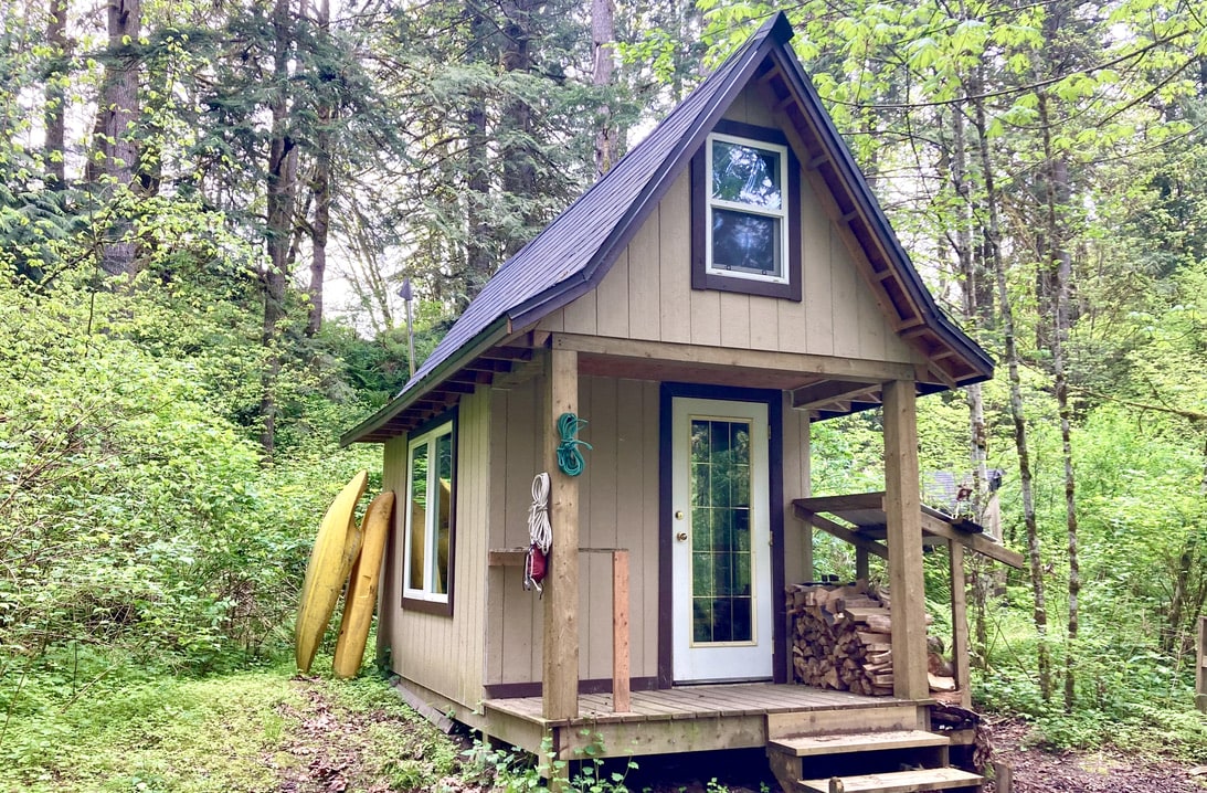 The 8x12 cabin is cozy and sleeps 2-3 people.  With the wood stove it is comfortable year round. 