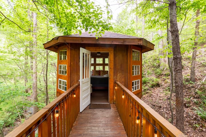 Glamping Geodesic Dome with Large Movie Theater Deck Hottub in Wooded  Mountains, Mineral Bluff, GA, Production
