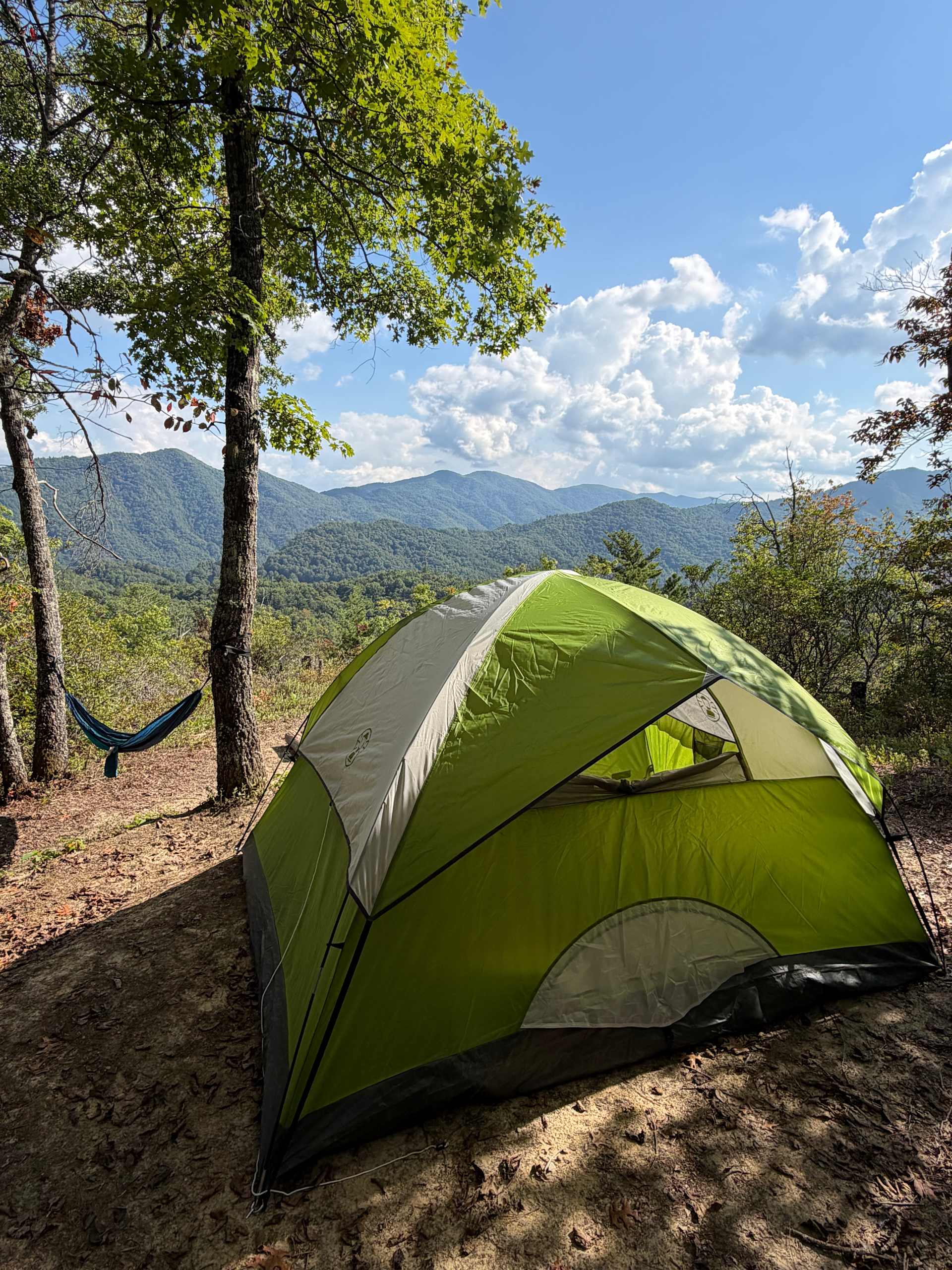 Perfect spot for a 4 person tent. Potentially could make a 6 person tent work, but it’ll be a close call. 