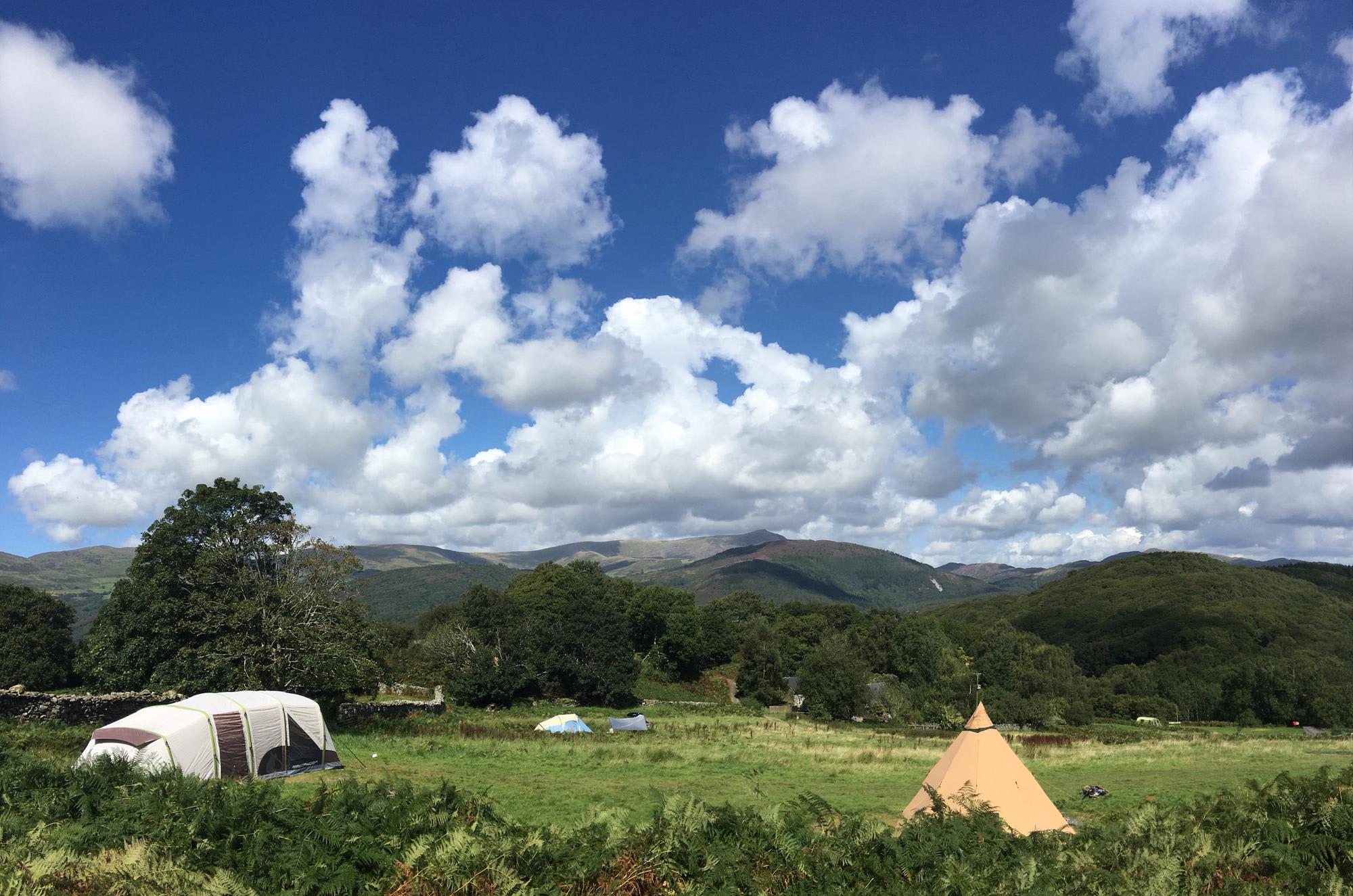 These are the only 3 pitches on our tent camping fields which you can park one car next to.