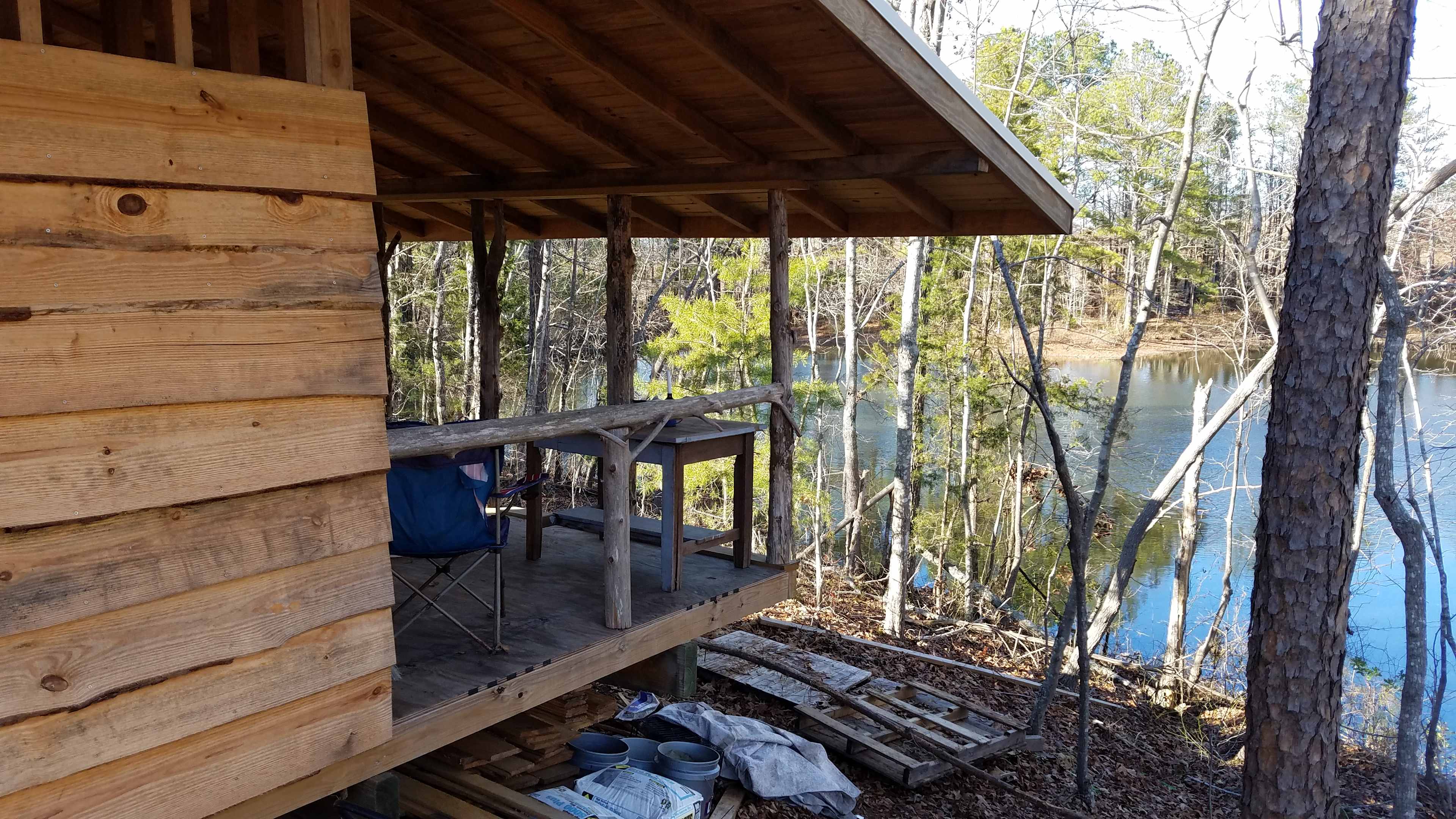Cabin overlooking lake