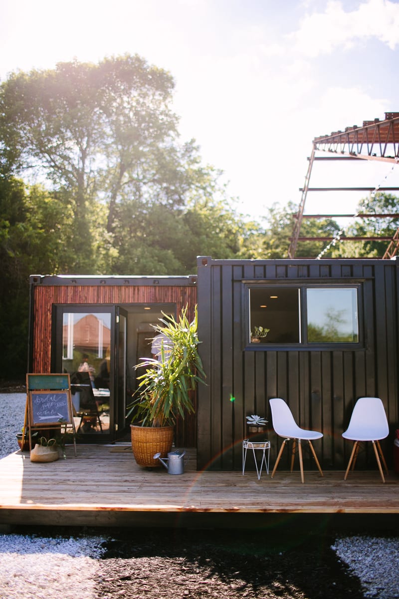 Shipping container cabin with heat and air conditioning and a comfy bed.  What more do you need?