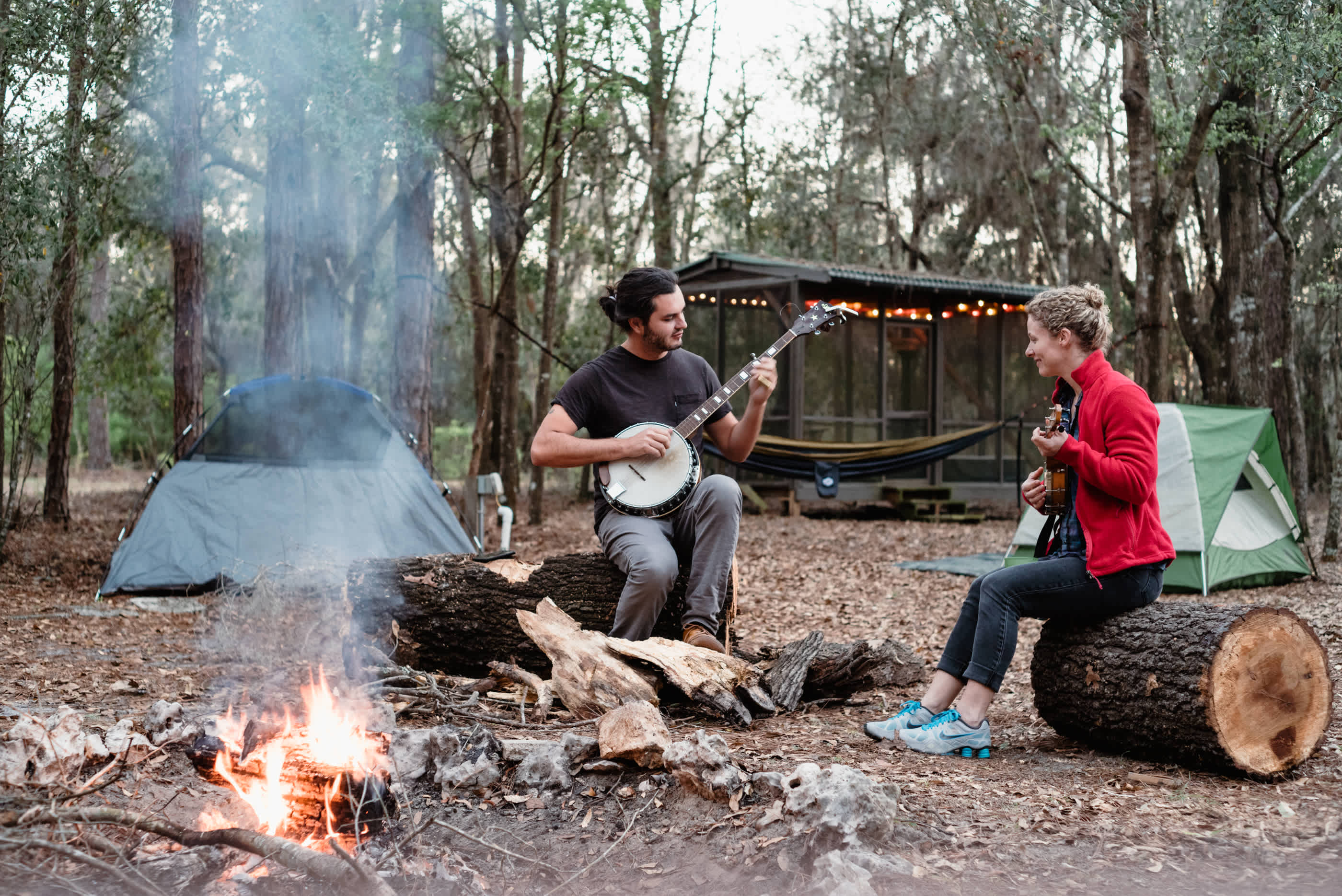 Passing the time. Also, another view of the screened in room with electricity.