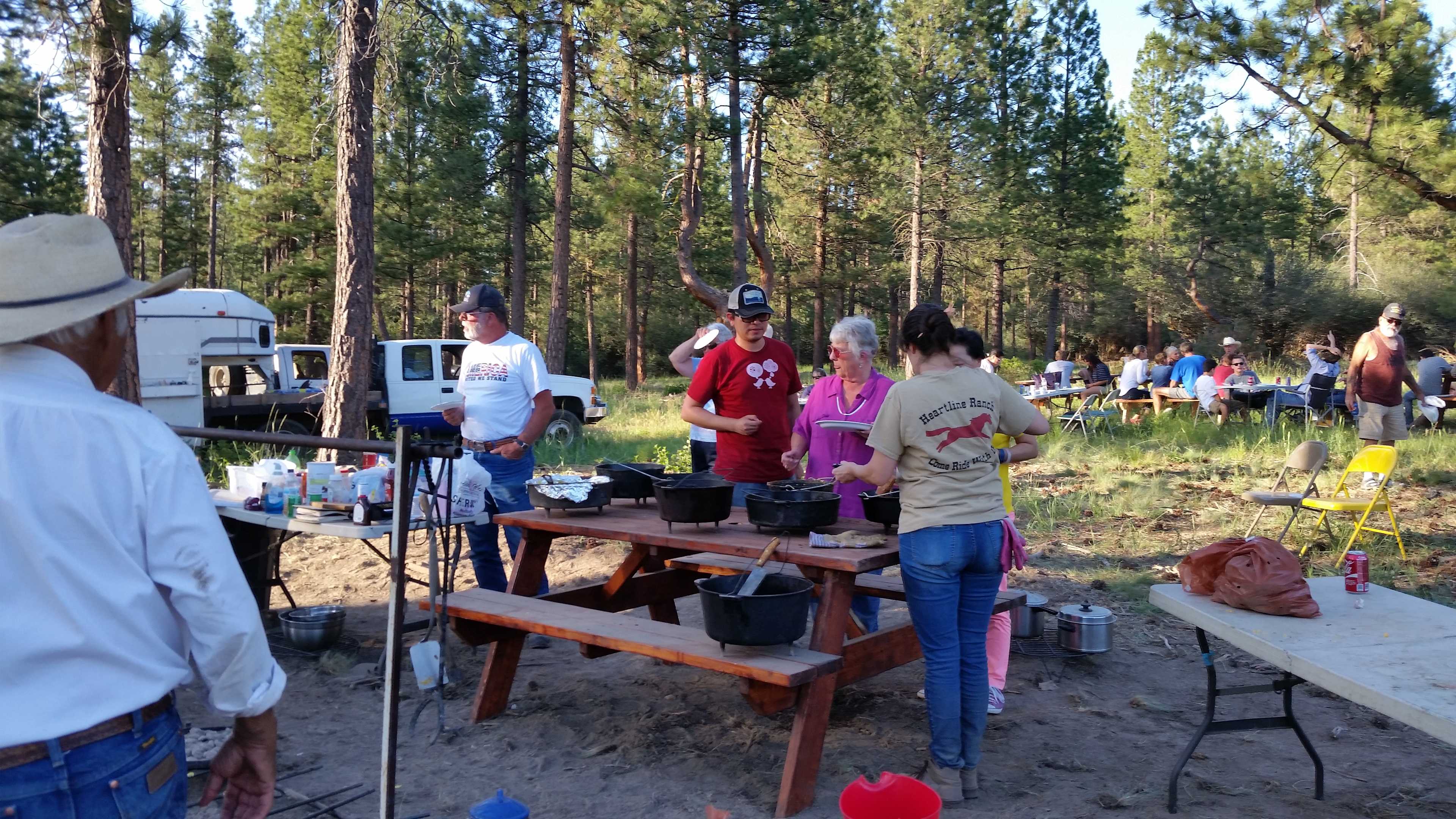 Campers enjoying our Annual 4th of July Cowboy Feast