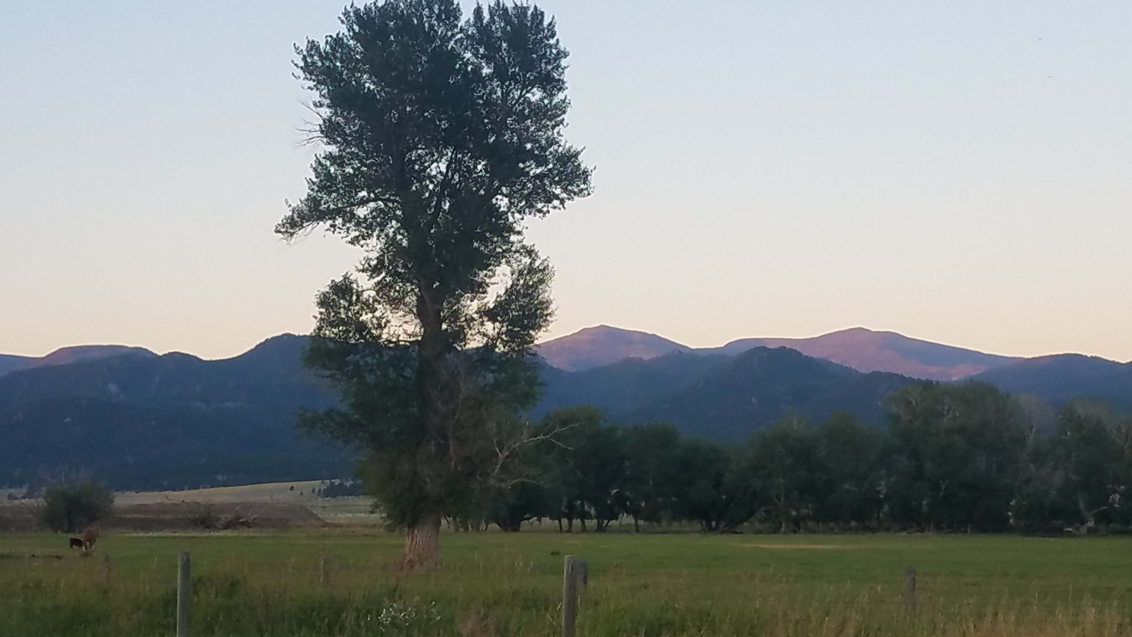 Purple Mountain Majesty: East View, Crow Peak. Tons of hiking opportunities, recreational sport vehicle trails, fishing, and hunting within minutes of Cow Dog Camp in the Elkhorn Mountains.