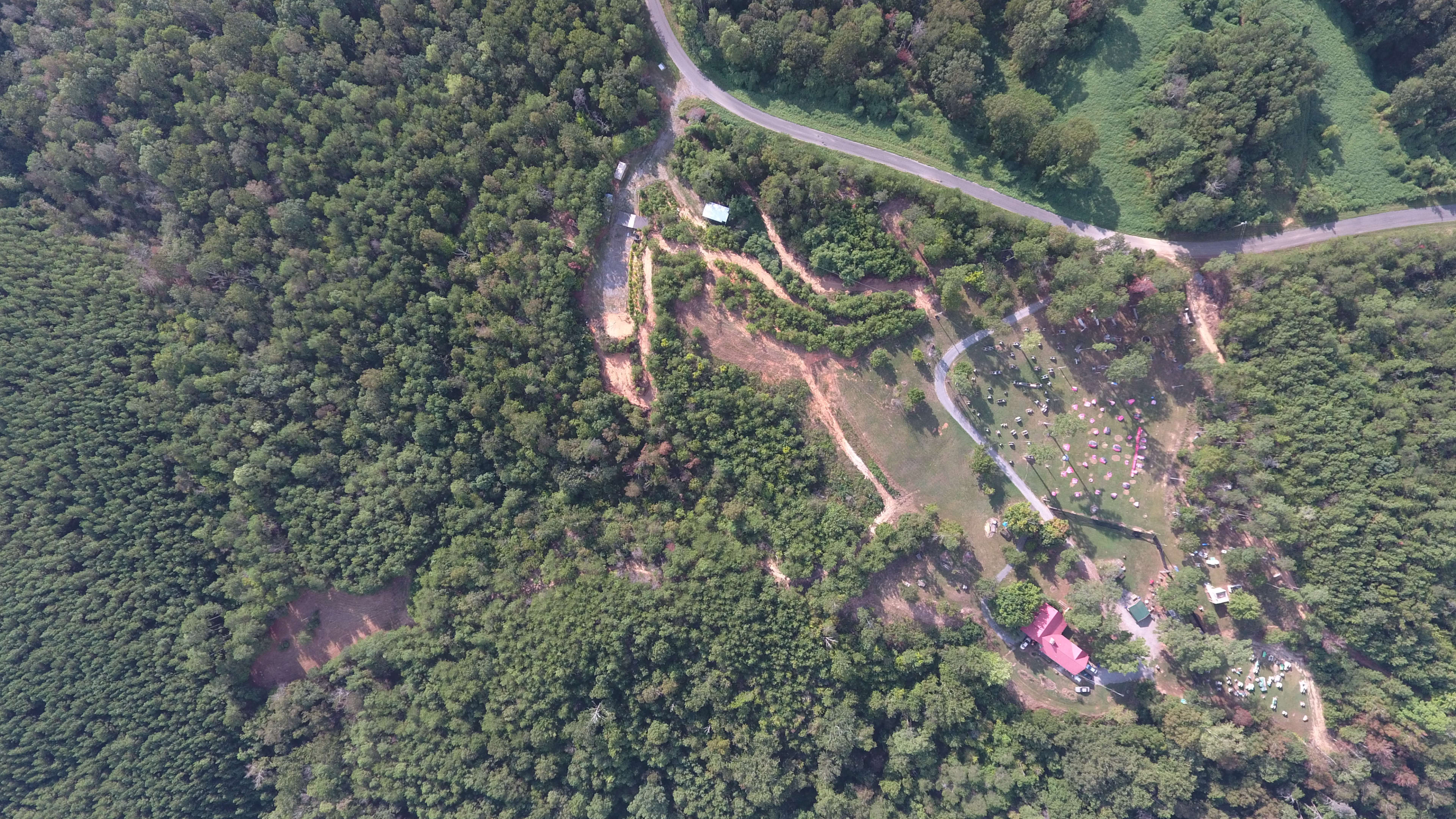 Aerial view of some of property including where the Hipcamp camp is located.