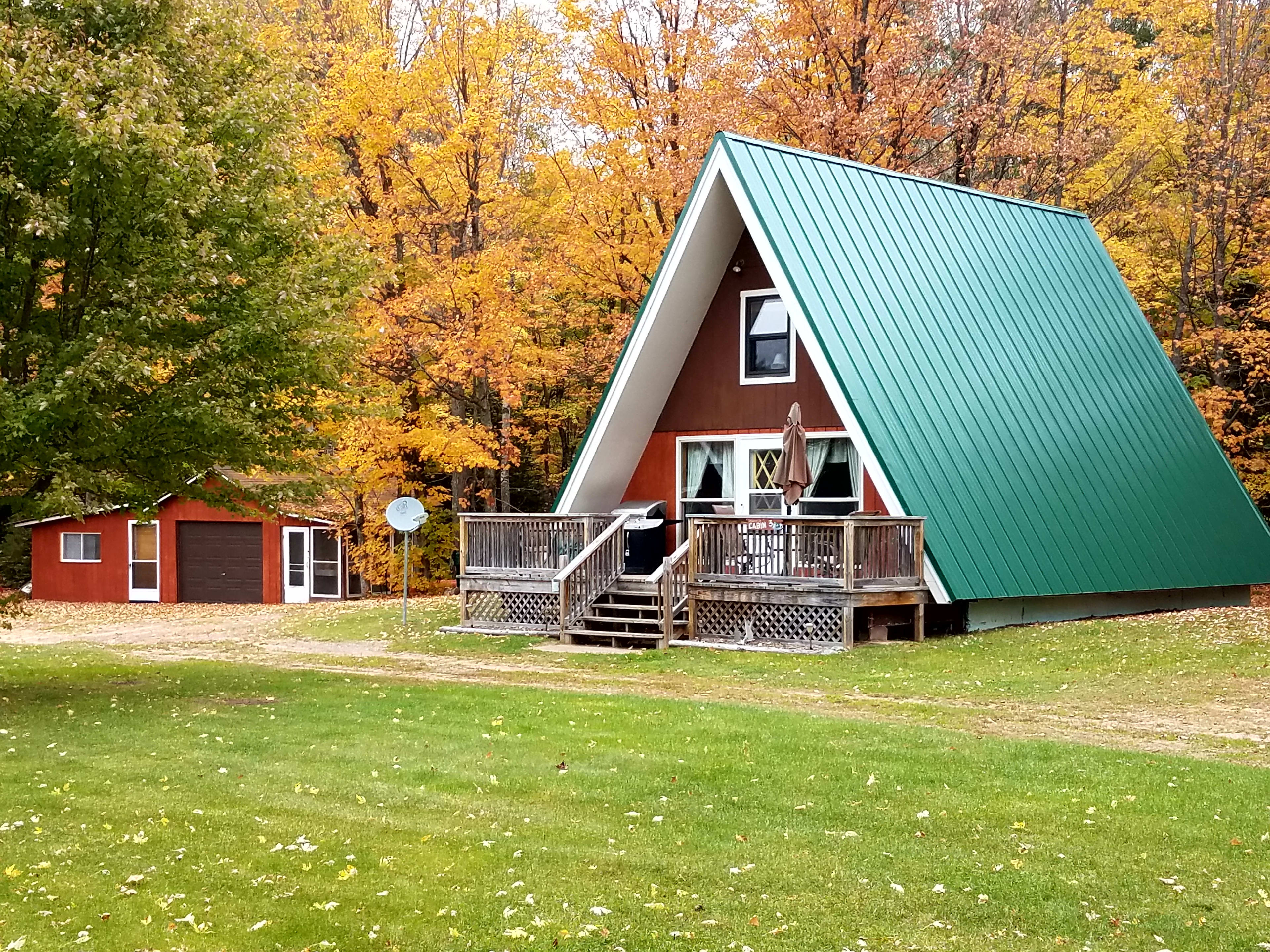 We have a cabin on site for rent. Camp site is adjacent on the other side of shed to the left. 