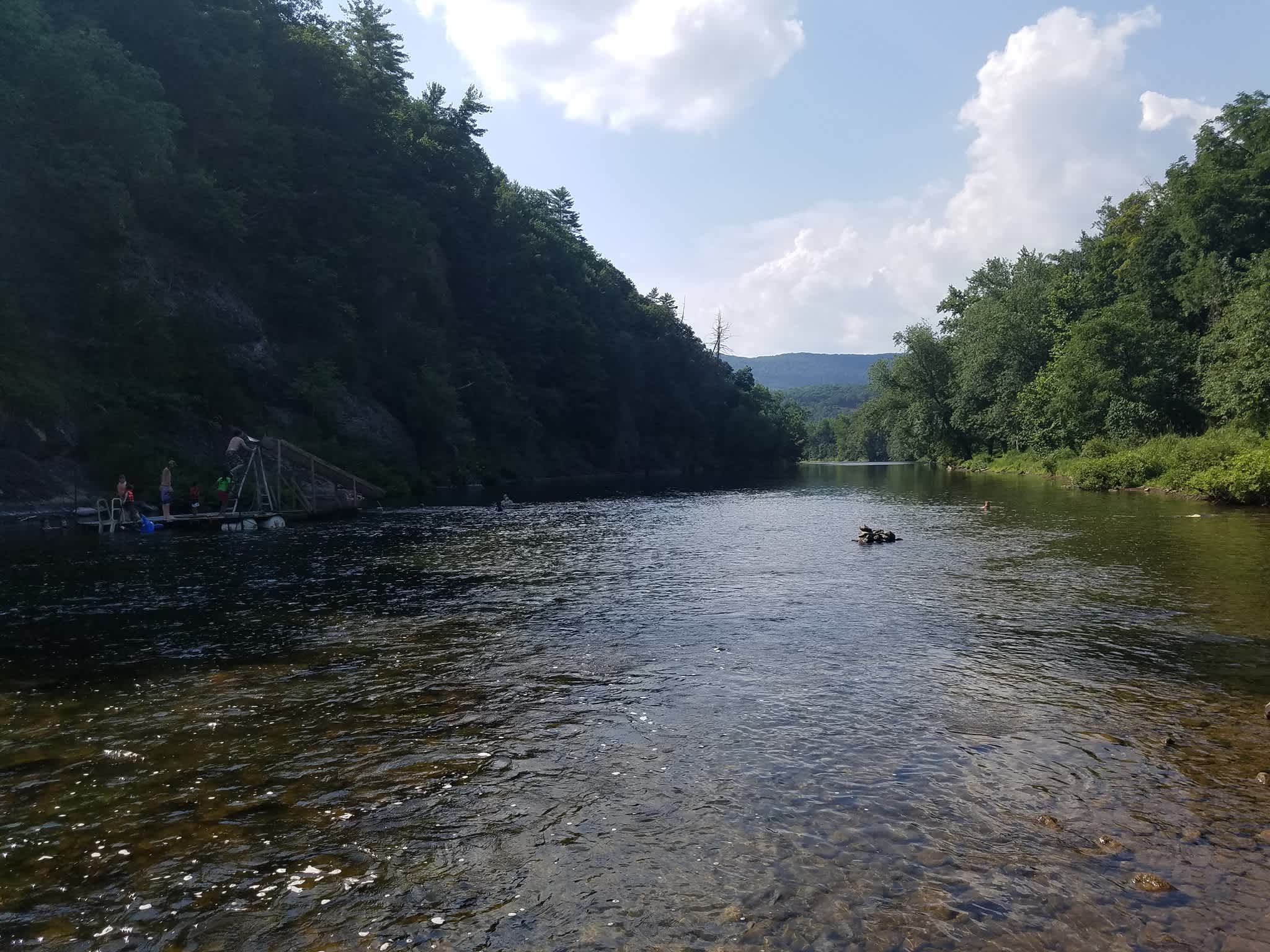Downstream view from North site.
Water can be shallow or deep. Fast or slow, depending where you go.