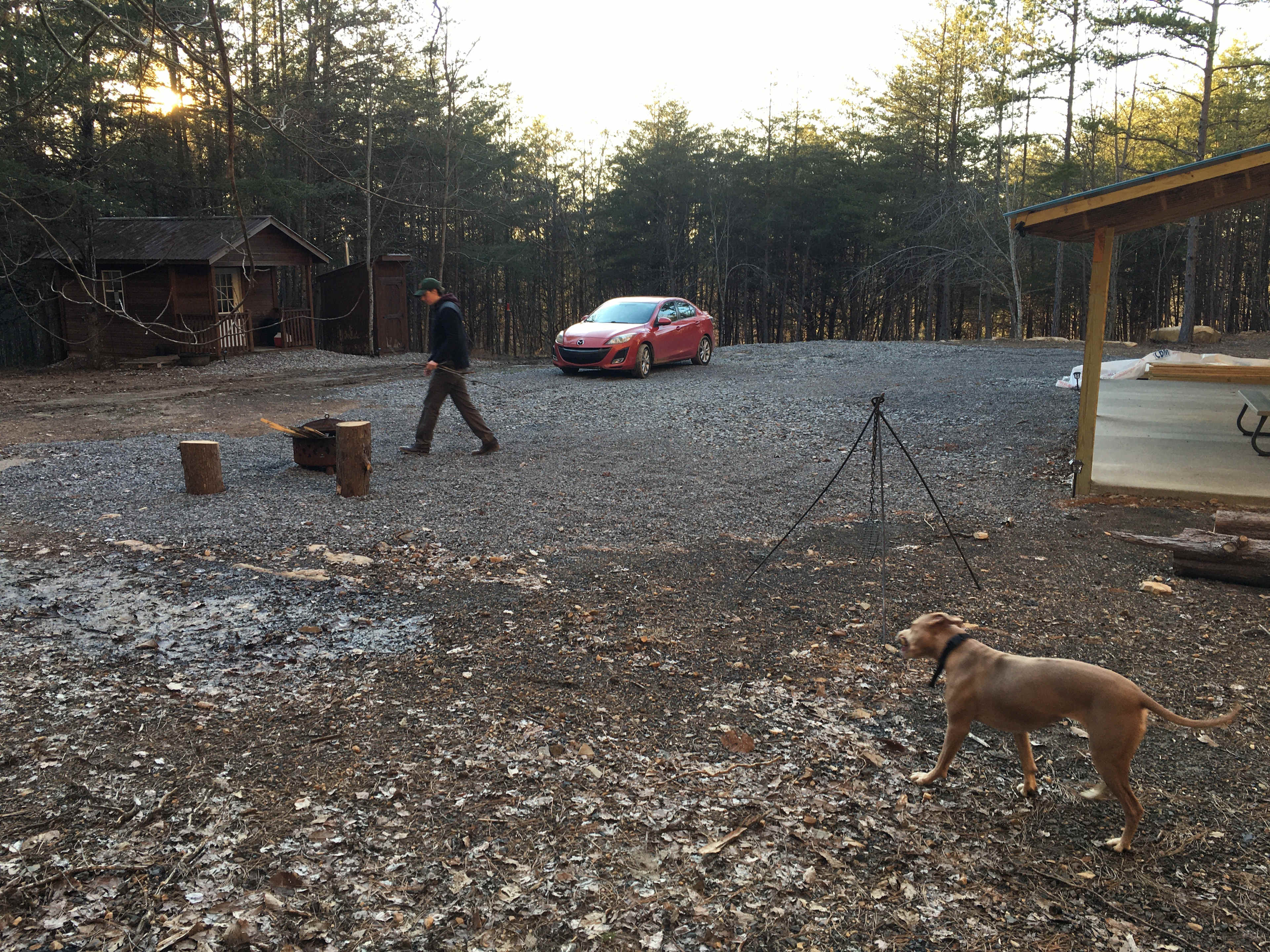 Getting ready to make dinner on an open fire. The host provided a few grates to help the process.