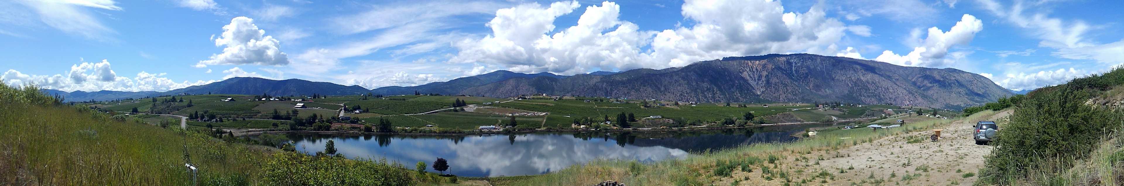 A panorama of the view from the campsite. 