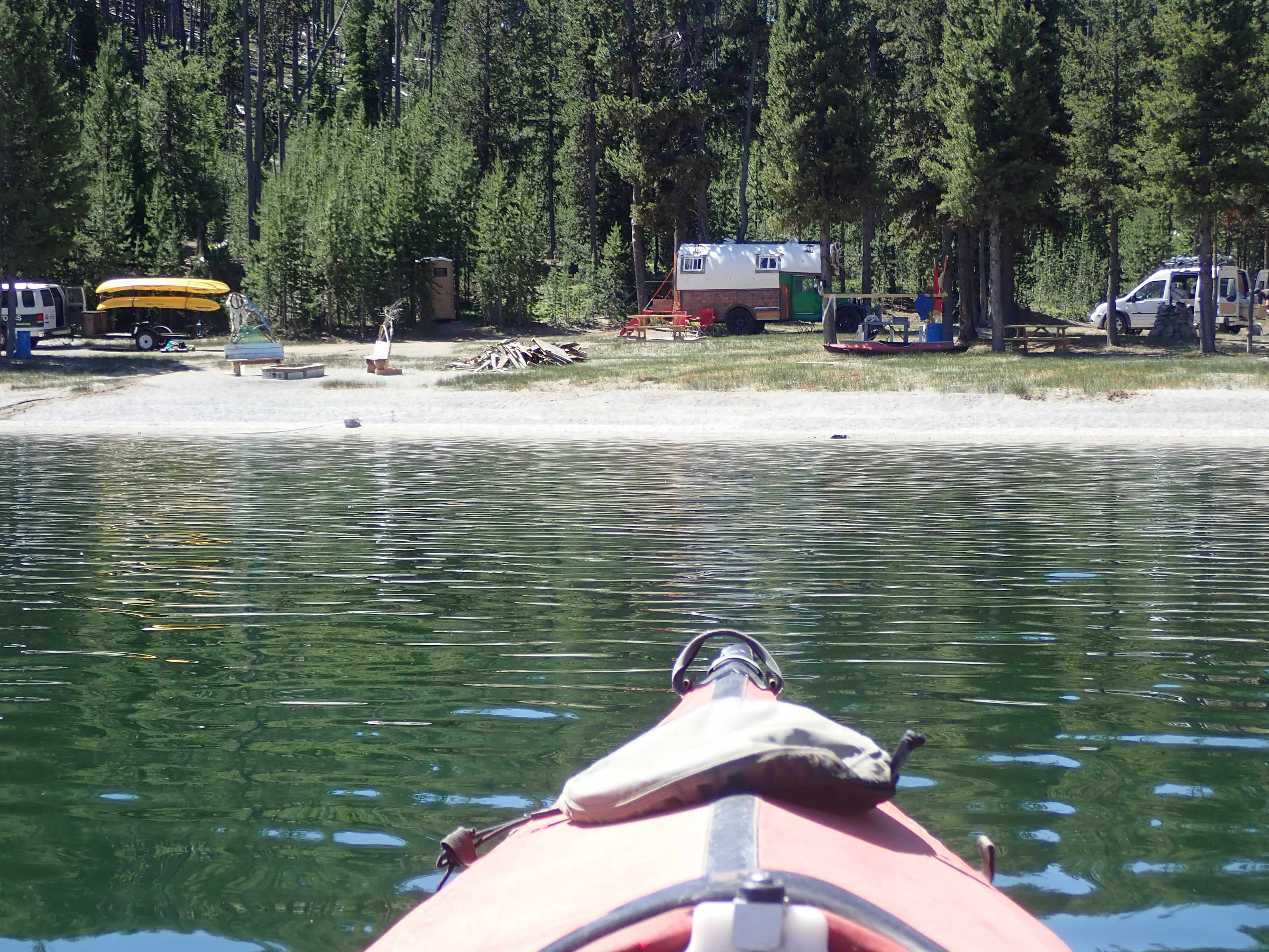 Looking at the beach from out on the lake.