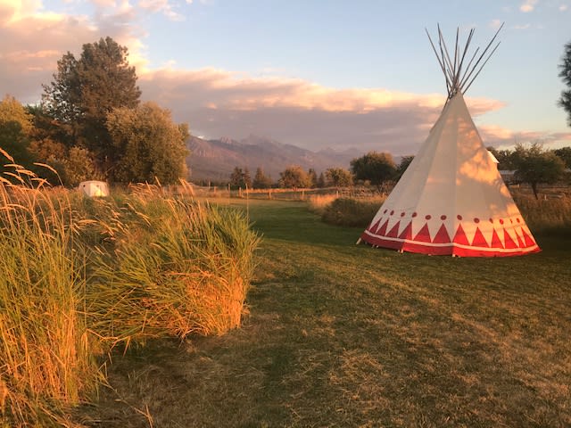 The tipi opens up to the SE Mission Mountains. 