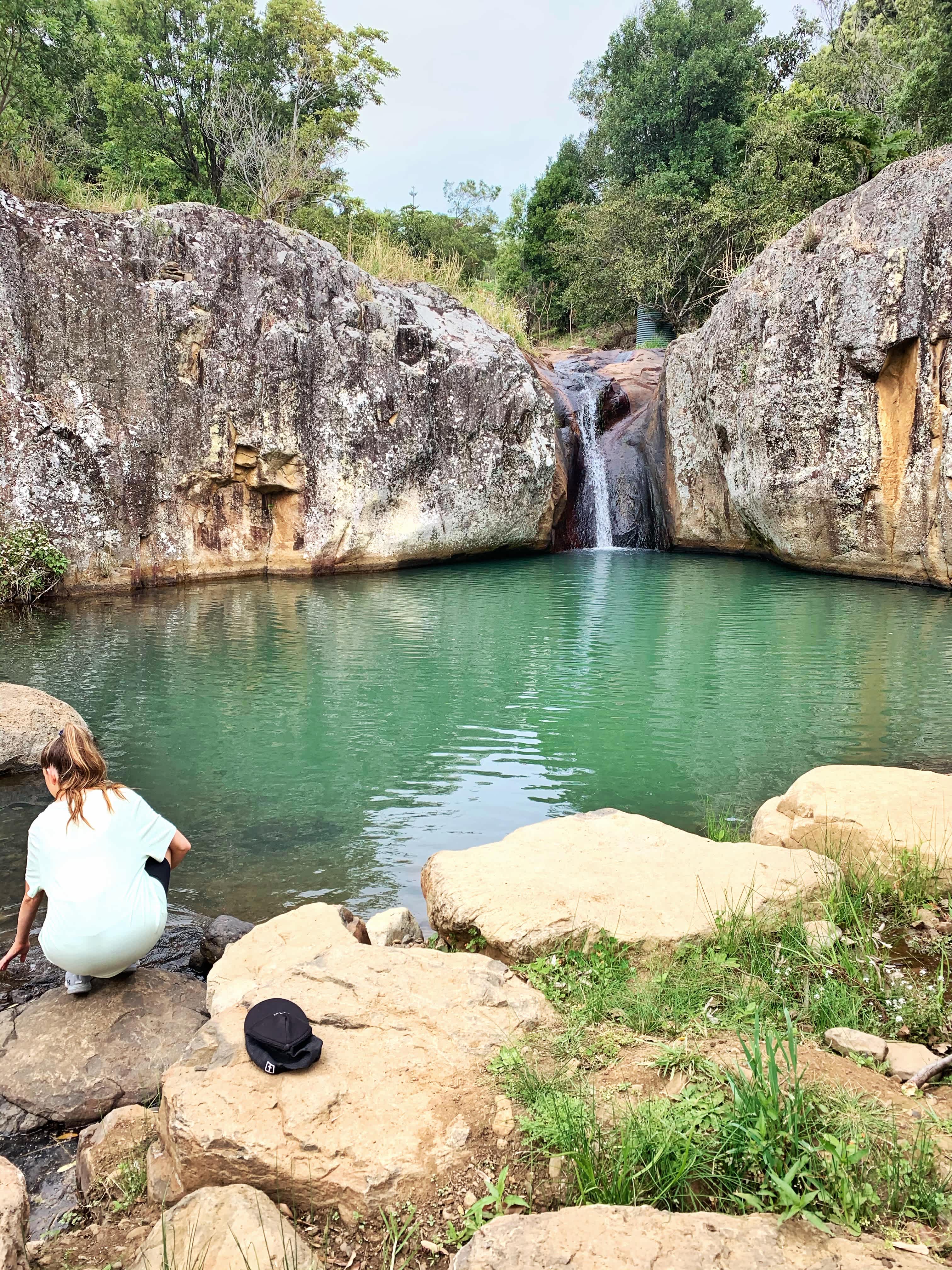 Beautiful waterfall on the property, just metres from the site. Lovely to swim in and even better to fall asleep to the sound of it running in the distance.