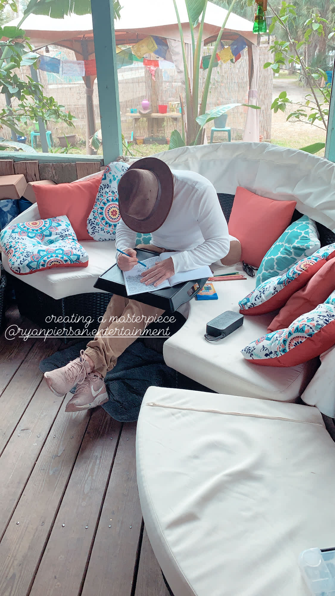 Provided in our tent was some coloring books. Neither one of us had colored in years, it was so relaxing & brought out the kid in us. 