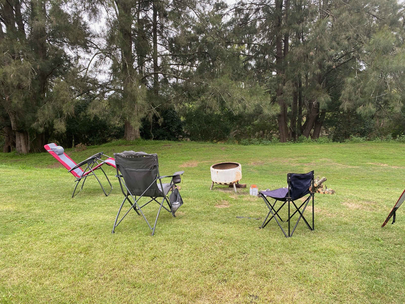 The provided fire pit.