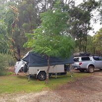 Camper trailers and caravans up to 20 ft can fit on this site