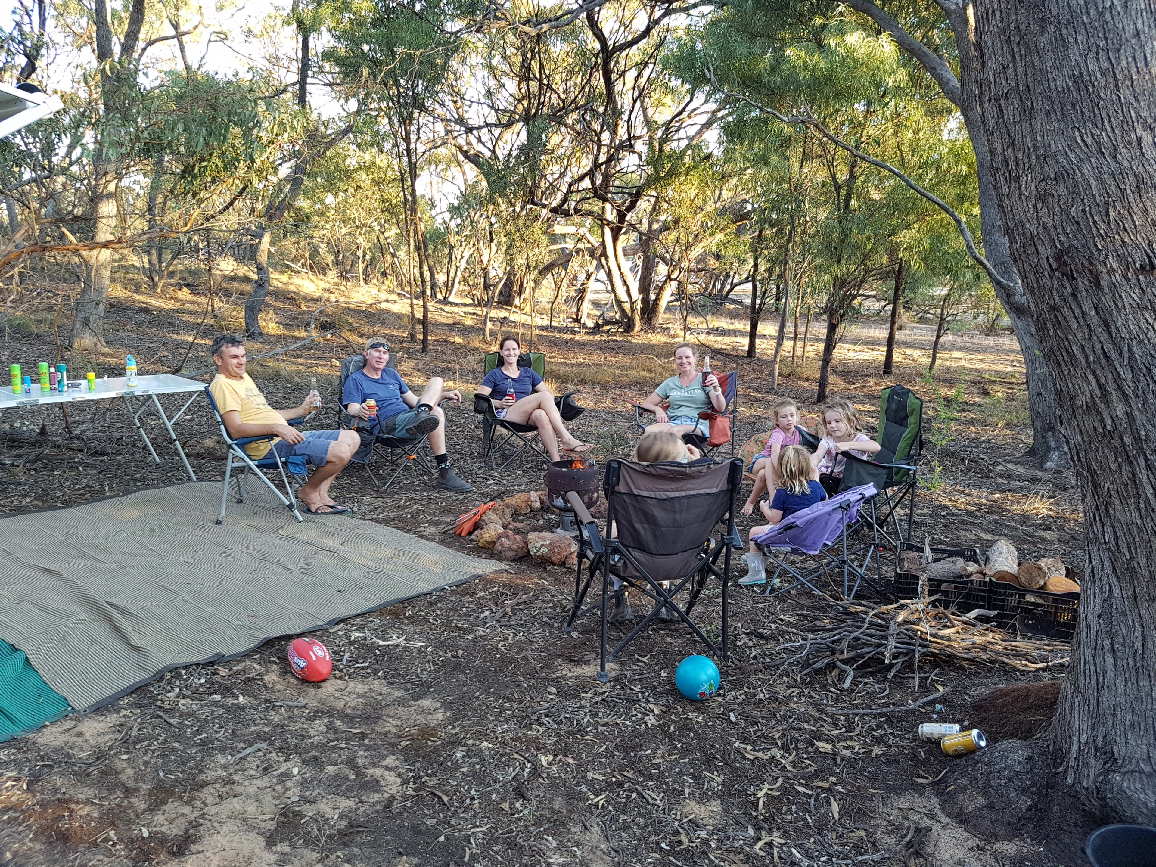 Relaxing, happy campers right inside the bush on JABEZ FARM
