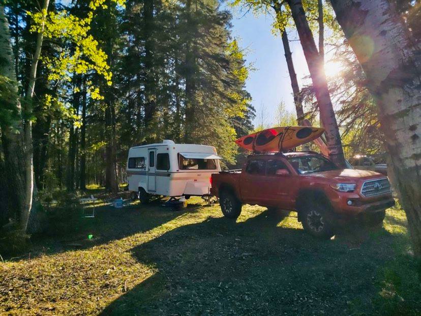 Small to Medium RV accessible campsite along the mature trees