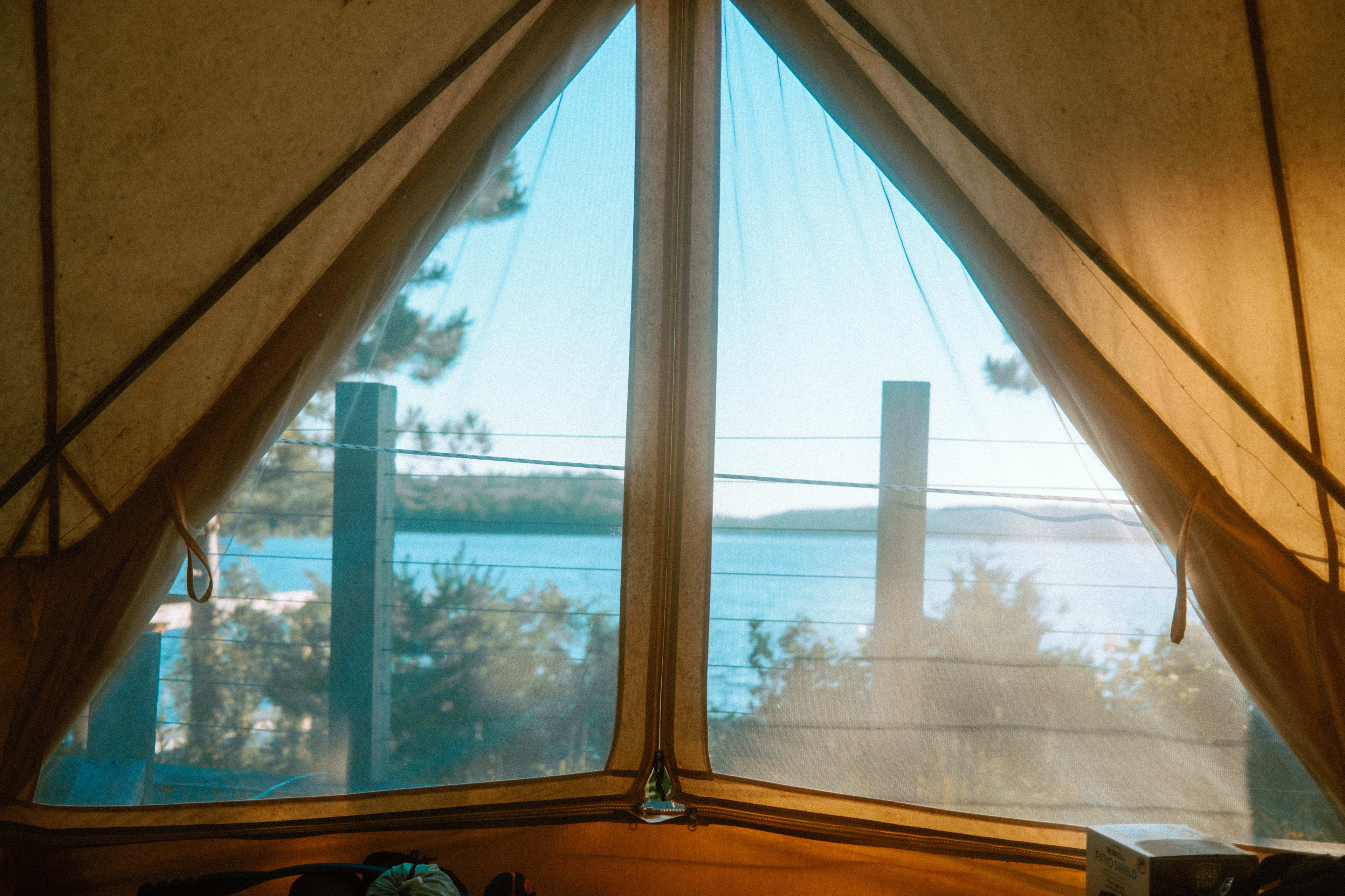 Views from within the glamping tent