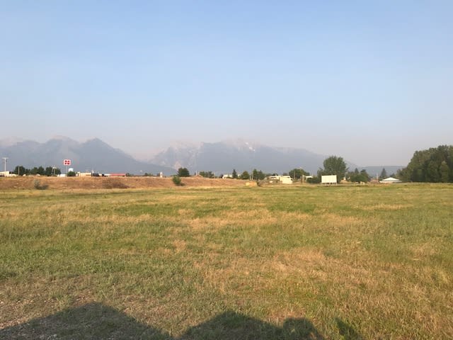 Looking East across the camp area.  The beautiful Mission Mountains are screened by the smoke this summer.