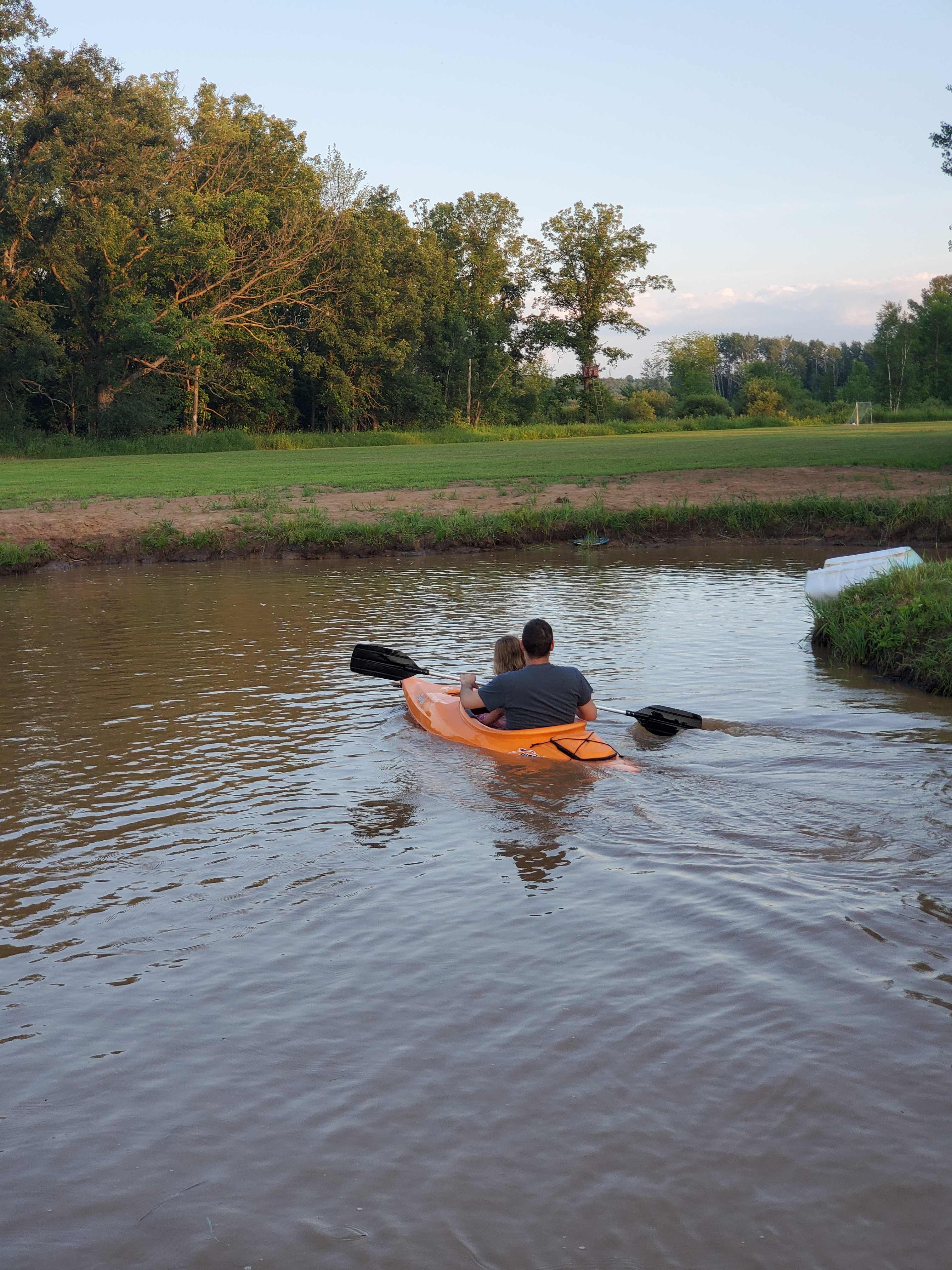 The pond was the perfect size for the kids to kayak around. There were two kayaks that a parent could sit in too for the toddlers to give it a try, then tons of kayaks for the 5 and up kids to try on their own. 