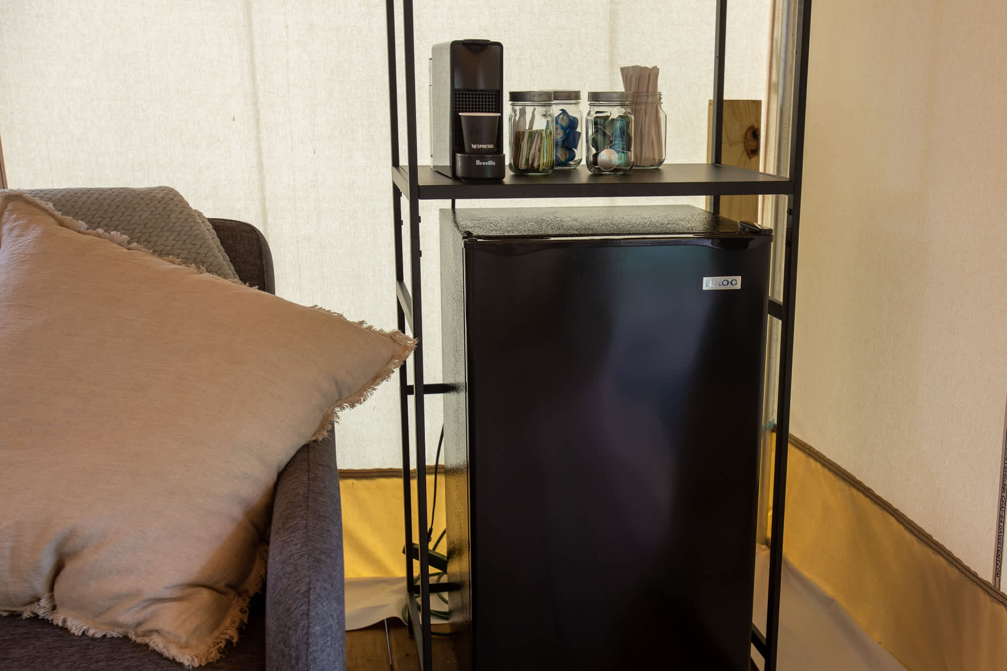 Mini fridge with nespresso machine