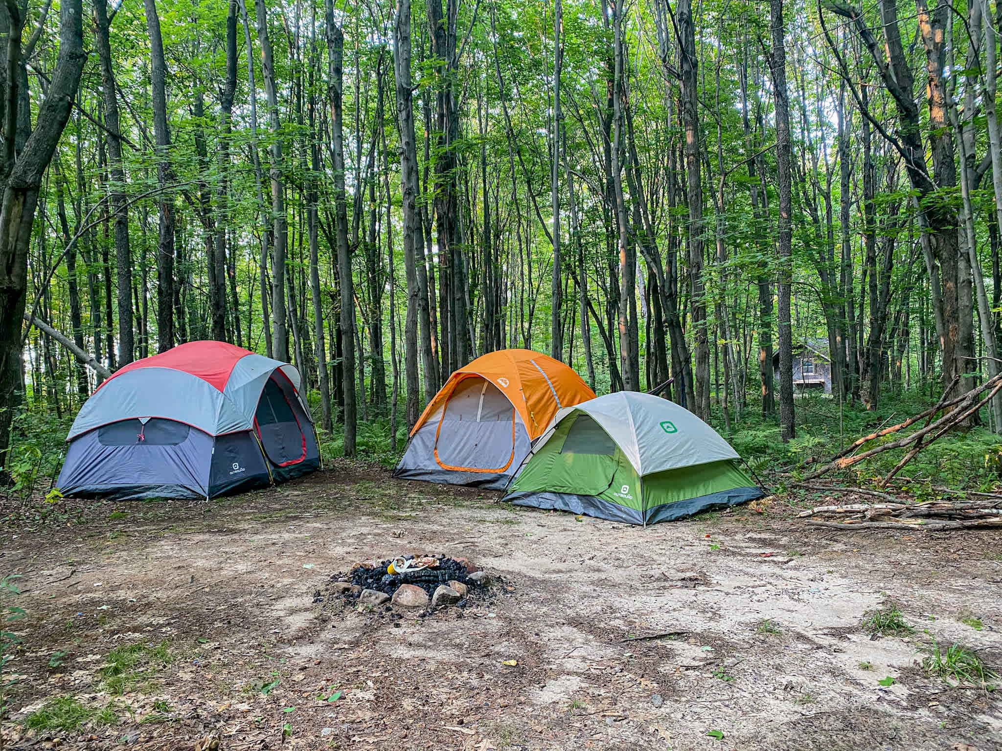 One of our many campsites with a firepit