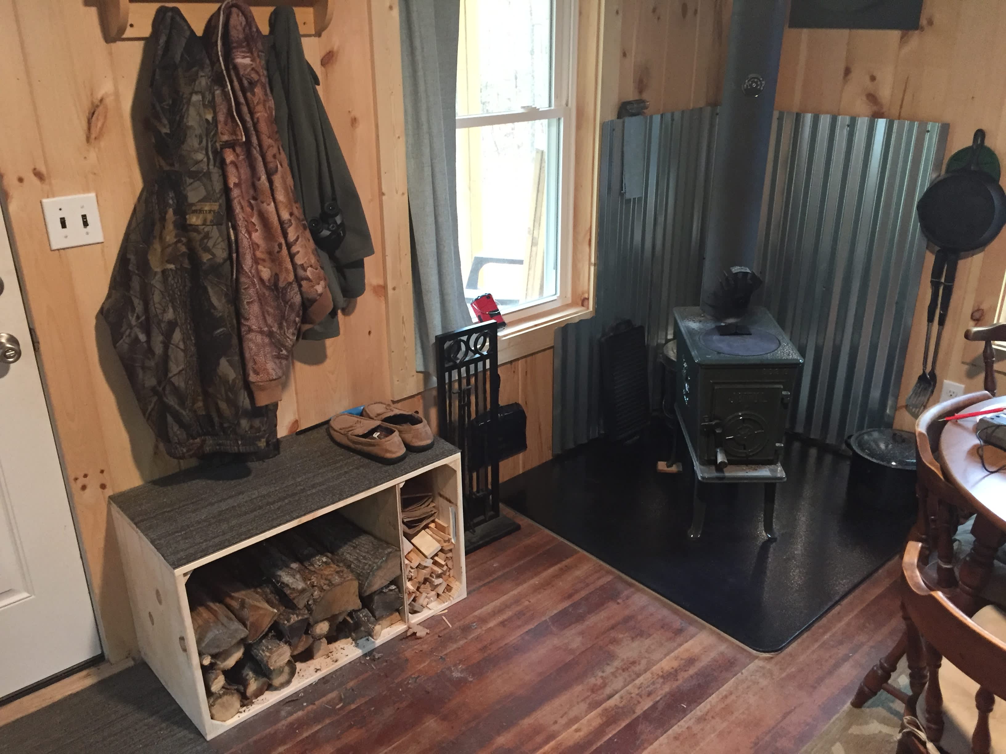 Jotul stove provides plenty of heat!  You will find plenty of dry wood waiting for you inside with much more outside!  Please note, doesn't take much to keep you cozy!