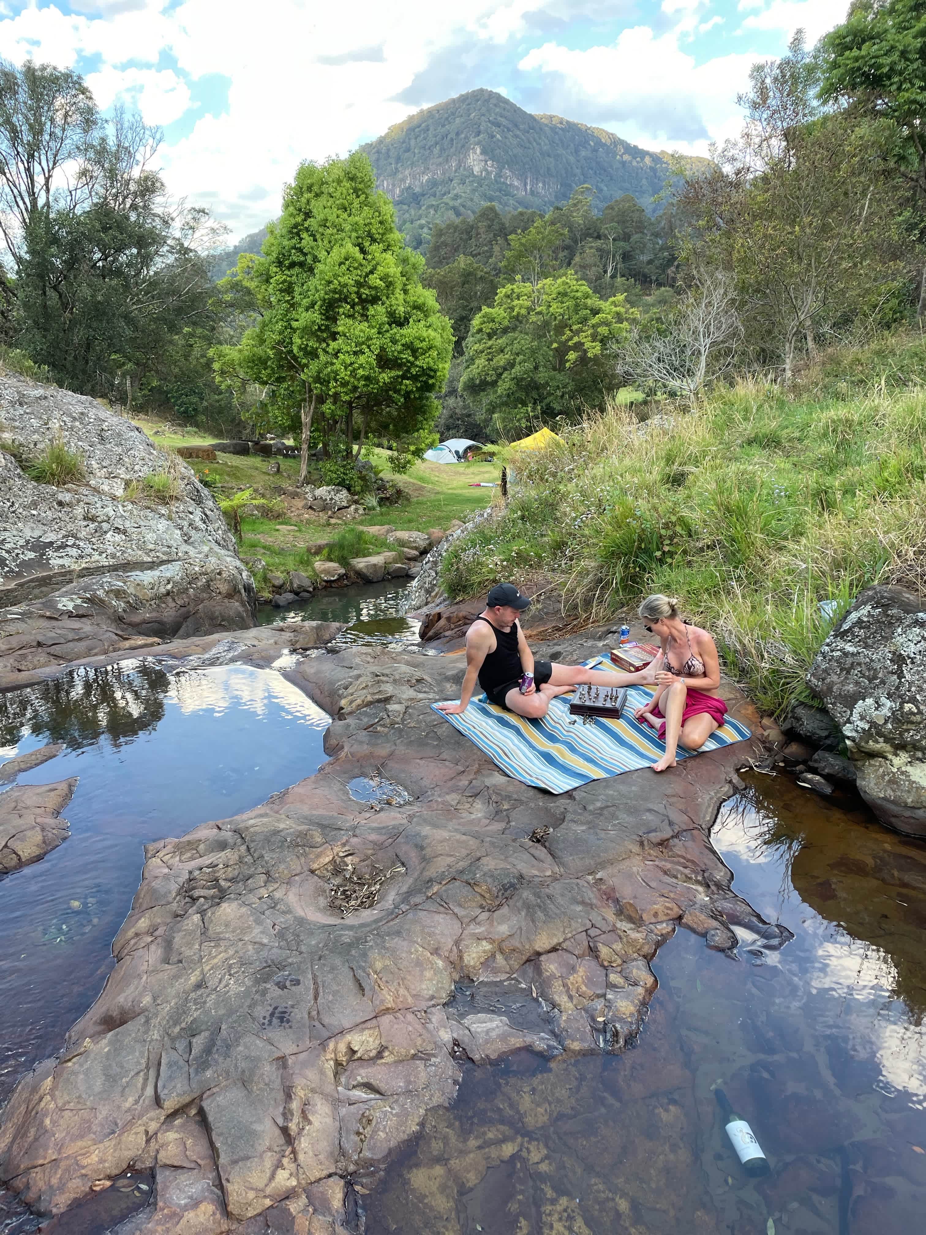 A game of chess from above the waterfall at the Waterfall Escarpment site