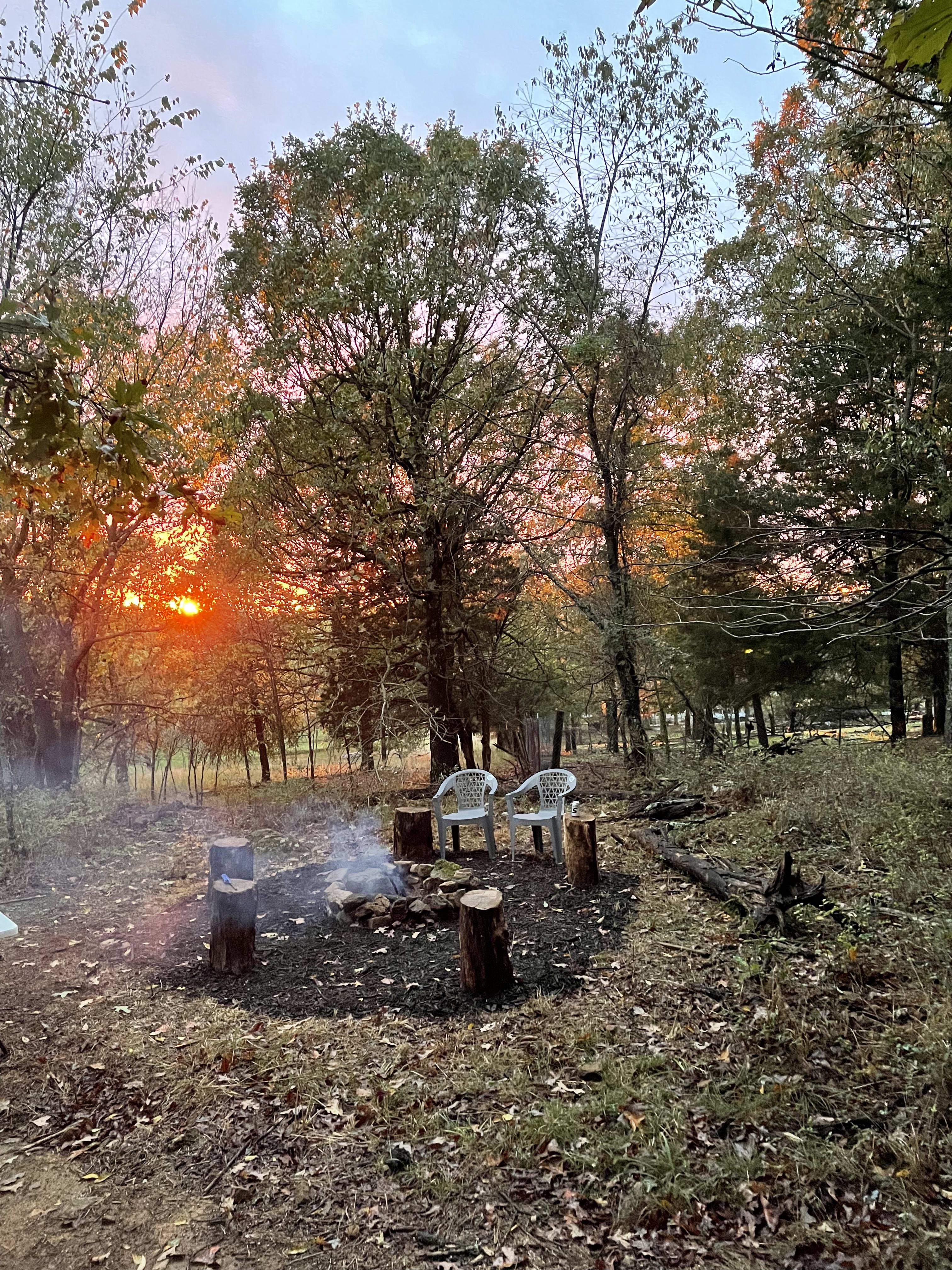 Sunset beyond the campfire area