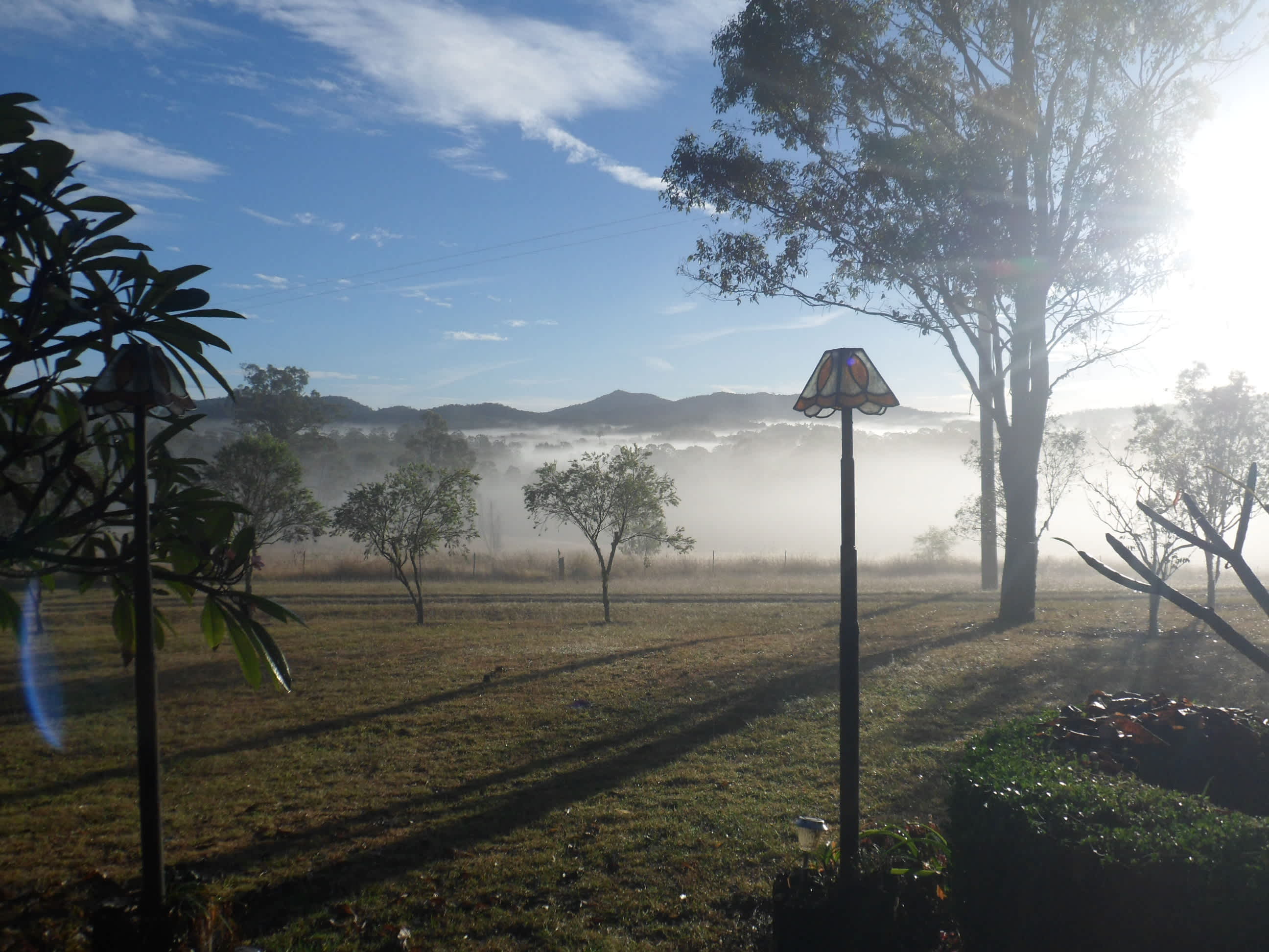 A misty morning looking north