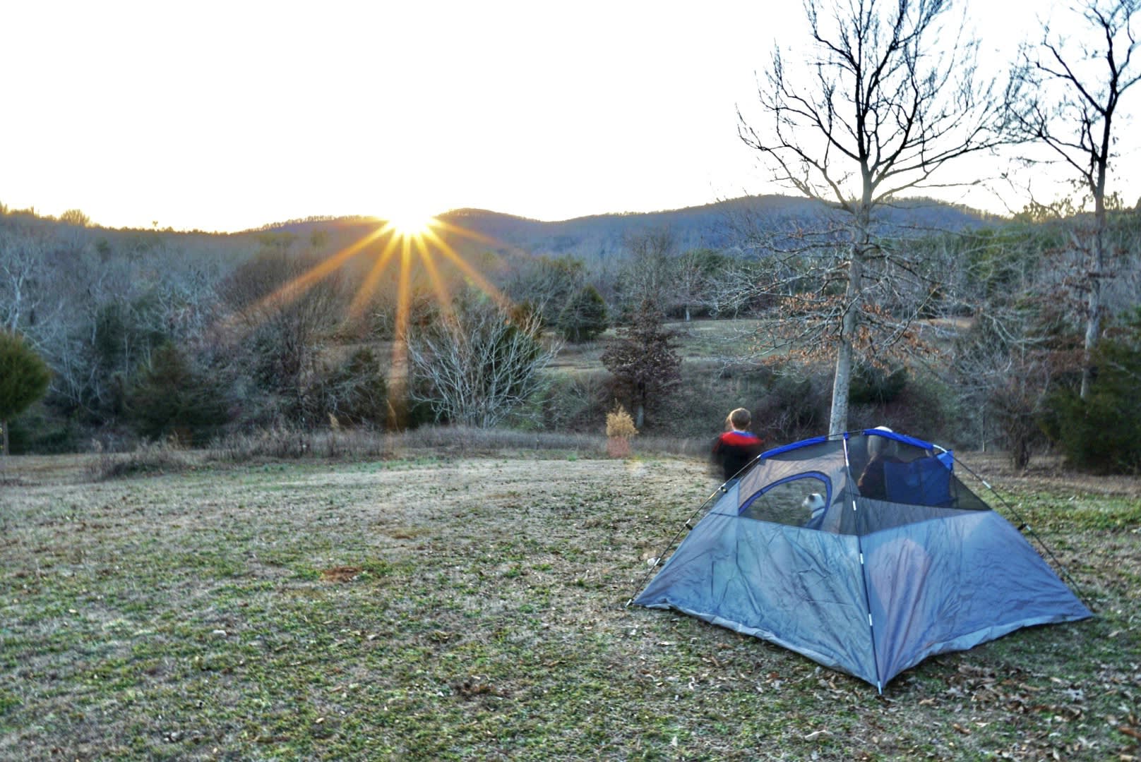 Enjoy a spectacular sunset over Uwharrie from the hillside campsite 