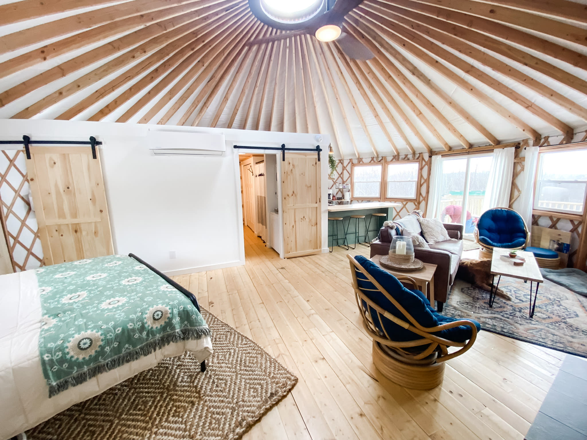 When you walk into the yurt you will be surprised by how spacious the yurt is!