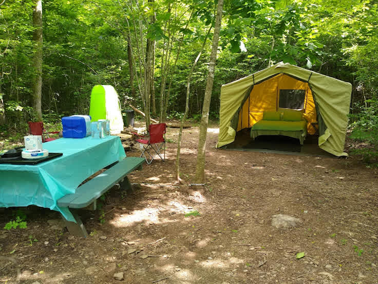 Site 4 (with our 10x12 glamping tent available on our glamping listing)