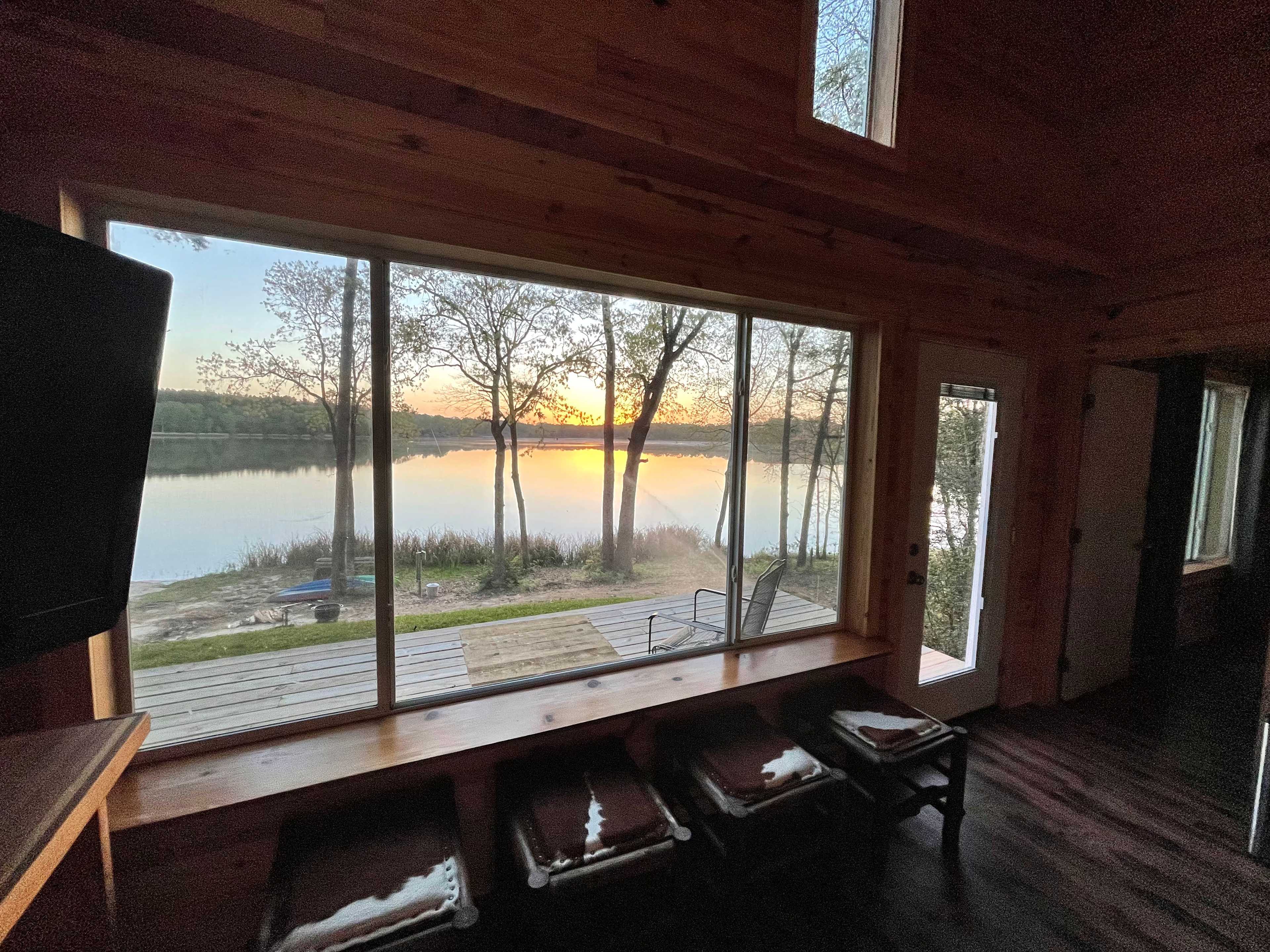 View of the sunrise from Lakeside Cabin 1