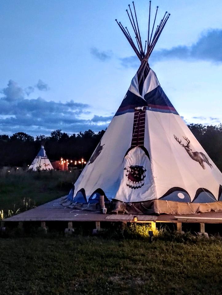Each Tipi has its Own Private Outdoor Bathroom, Hot Tub, Firepit and grill.
The Tipis are Spaced Out Far Enough to Give Privacy.