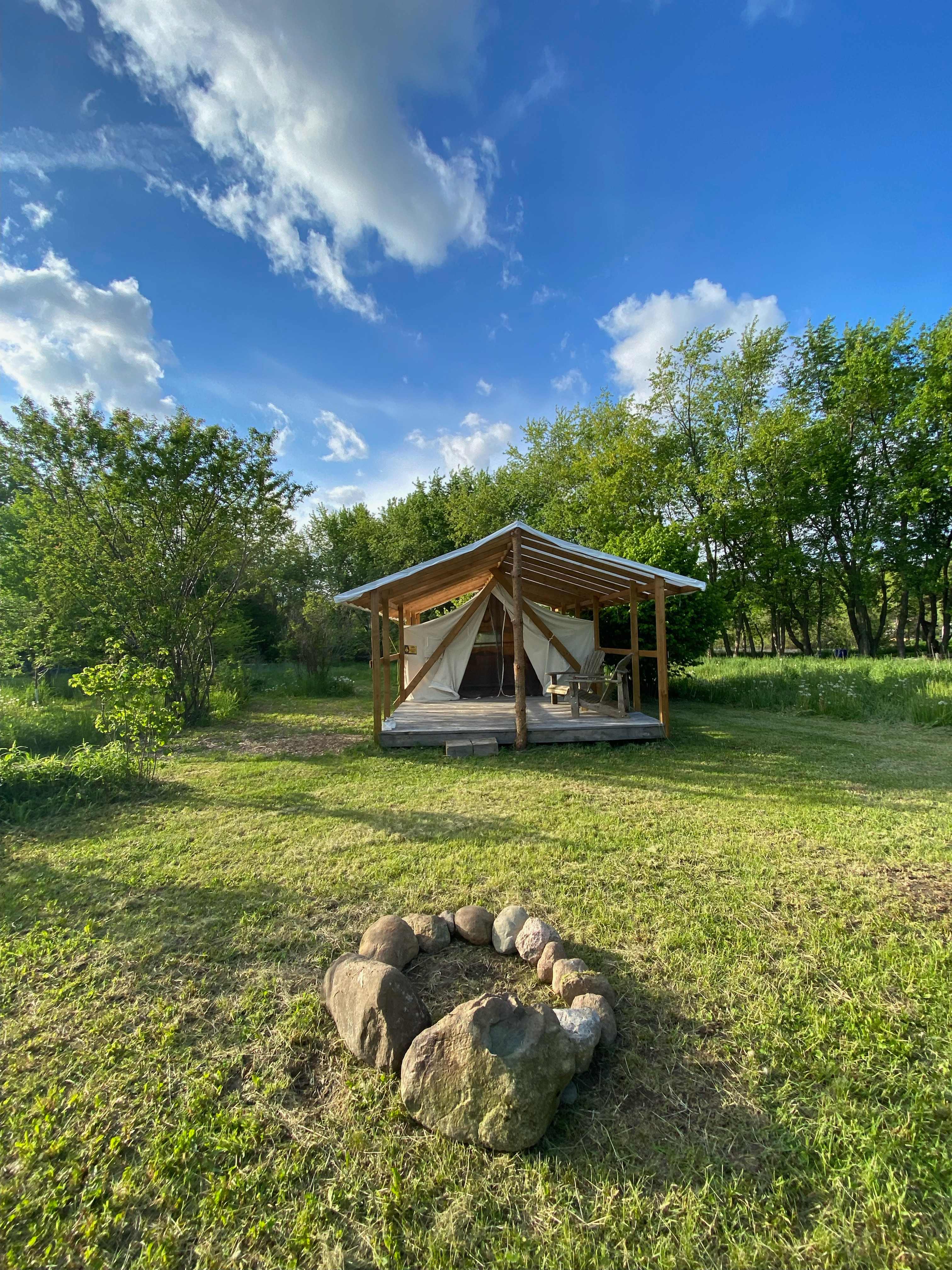 Nestled among our orchard labyrinth, Orchard Oasis looks out onto a campfire circle, fruit and nut trees, and a cove of comfy plants.