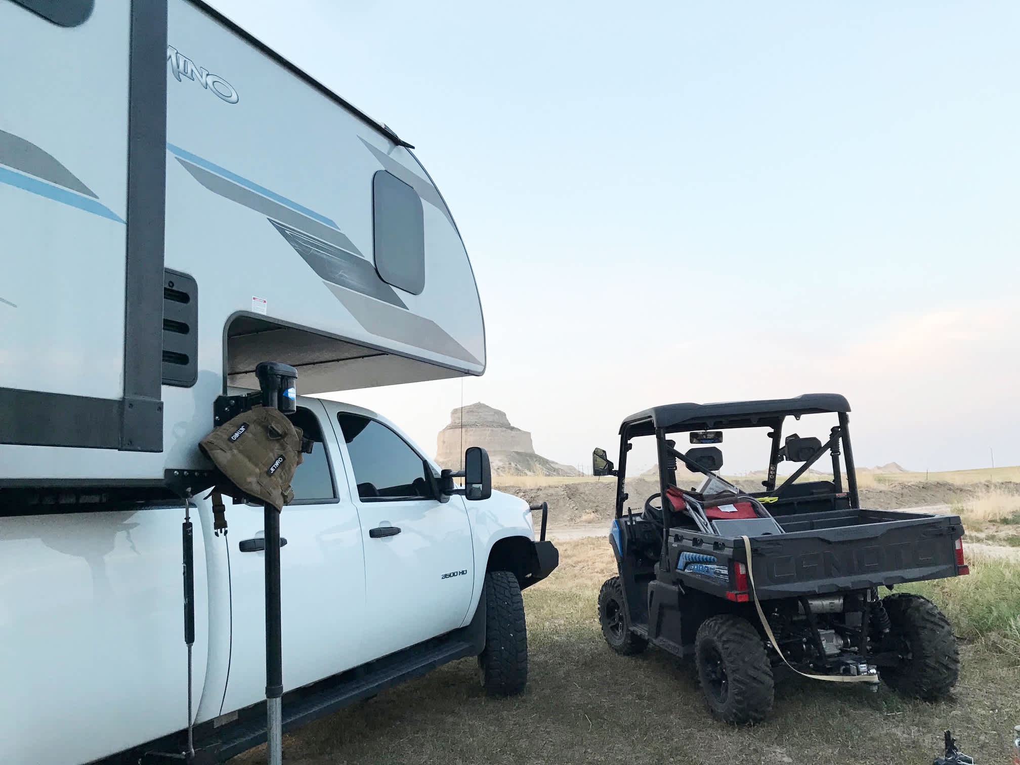 Three Little Birds is for smaller rigs. This camper was able to unhitch a trailer and park his cart in this site.