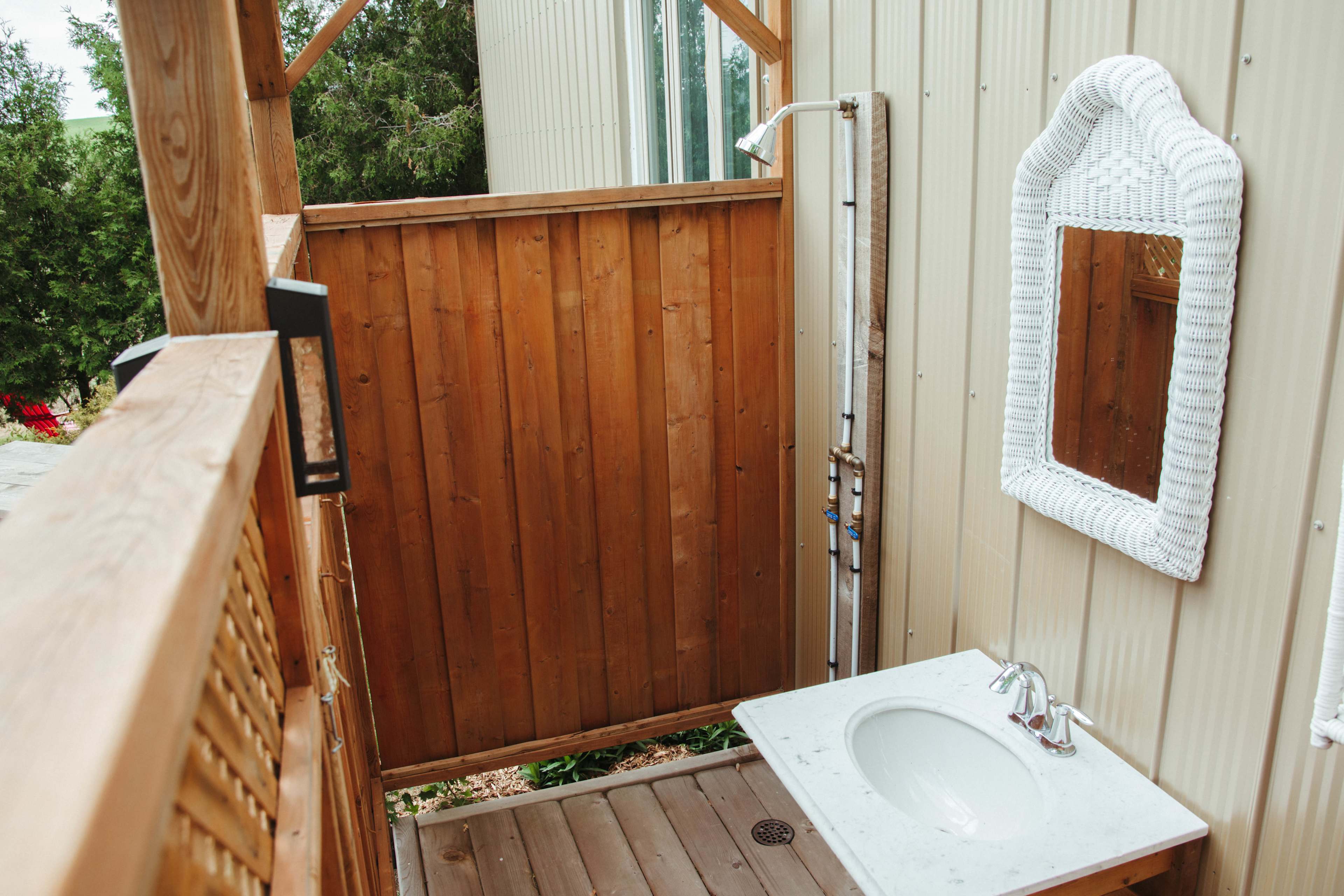 A sneak peak inside the bathroom space. 