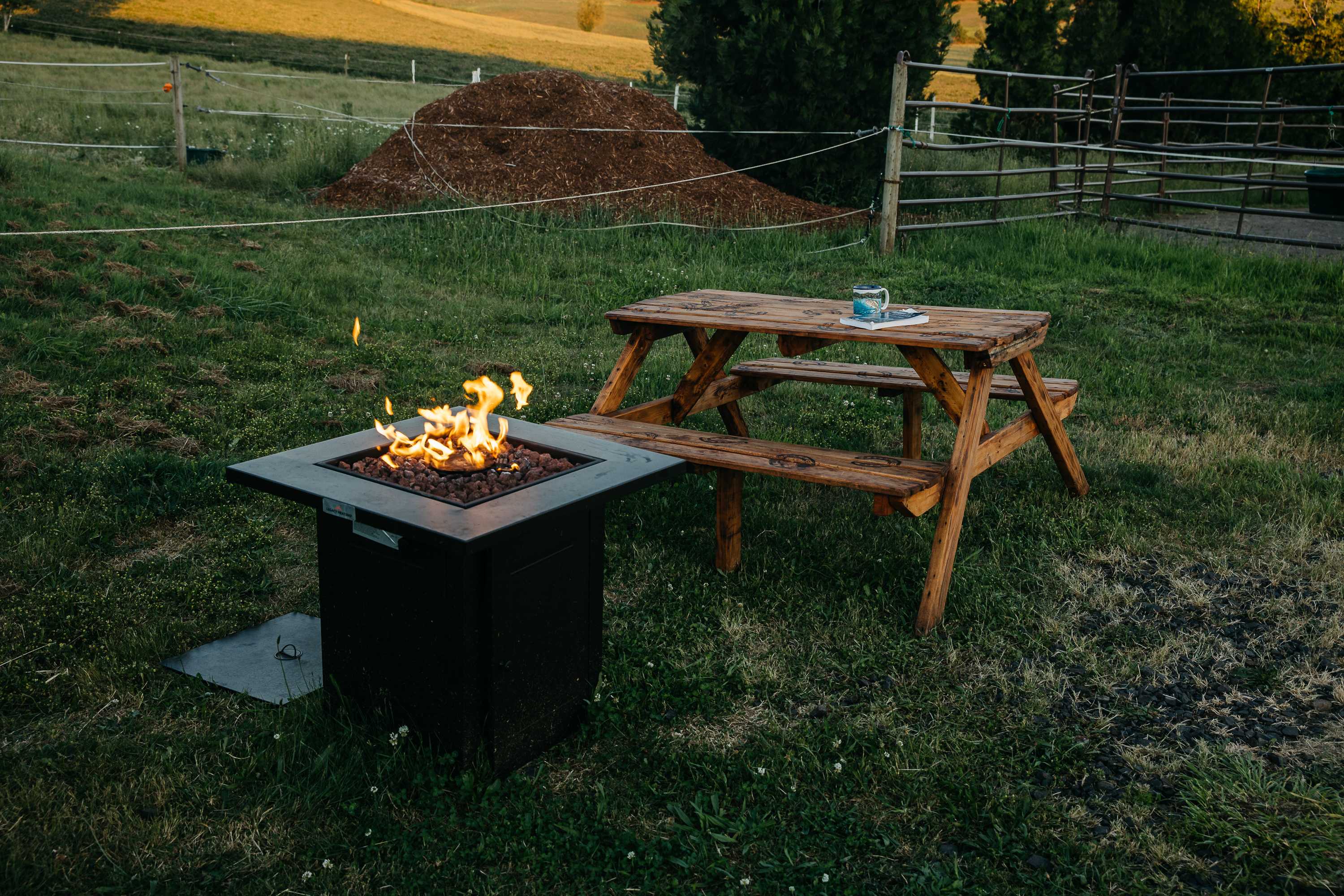 Site 2 also has a picnic table and firepit 