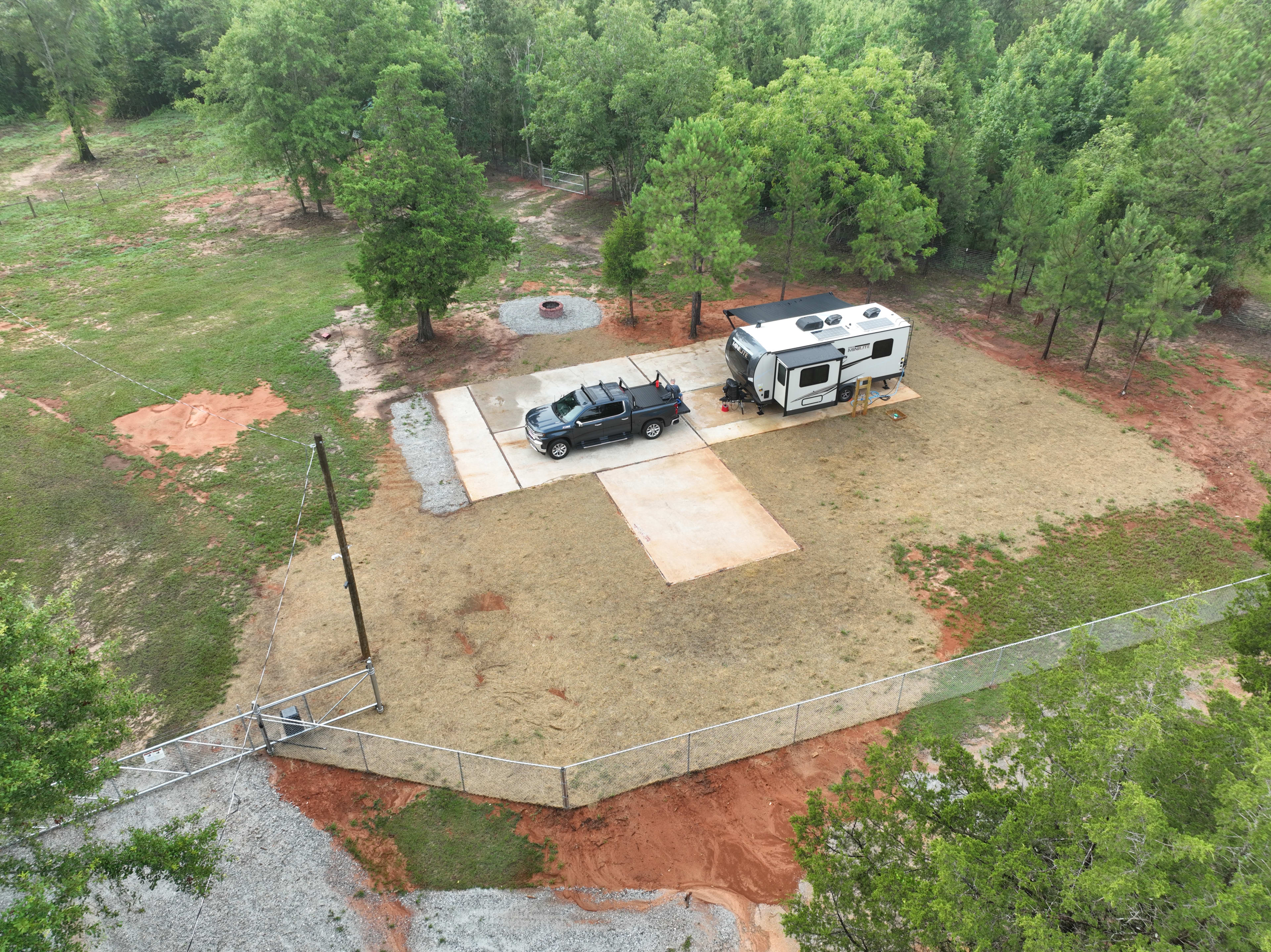 Sky view of Site #1. Cement site is 40x62 
