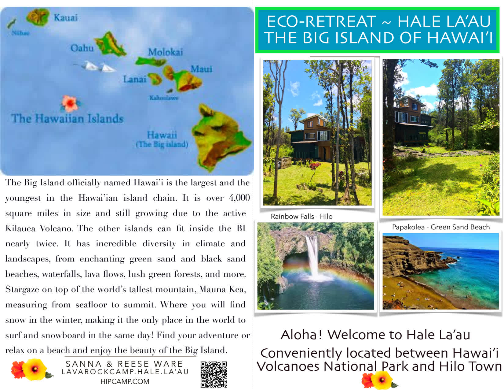 Aloha! E komo mai! Welcome to Lava Rock Camp 🏕 Hale La’au ~ The perfect retreat for thrill-seekers and serenity lovers alike—welcome to your Hawaiian escape! Your launchpad for adventure: explore volcanoes, beaches, and more from our eco-friendly cabin.